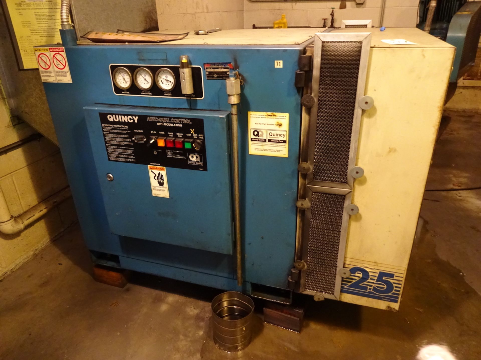 Quincy 25 HP Model QMB25ACA31D Air Compressor, S/N 83548, Auto-Dual Control with Modulation, 51,