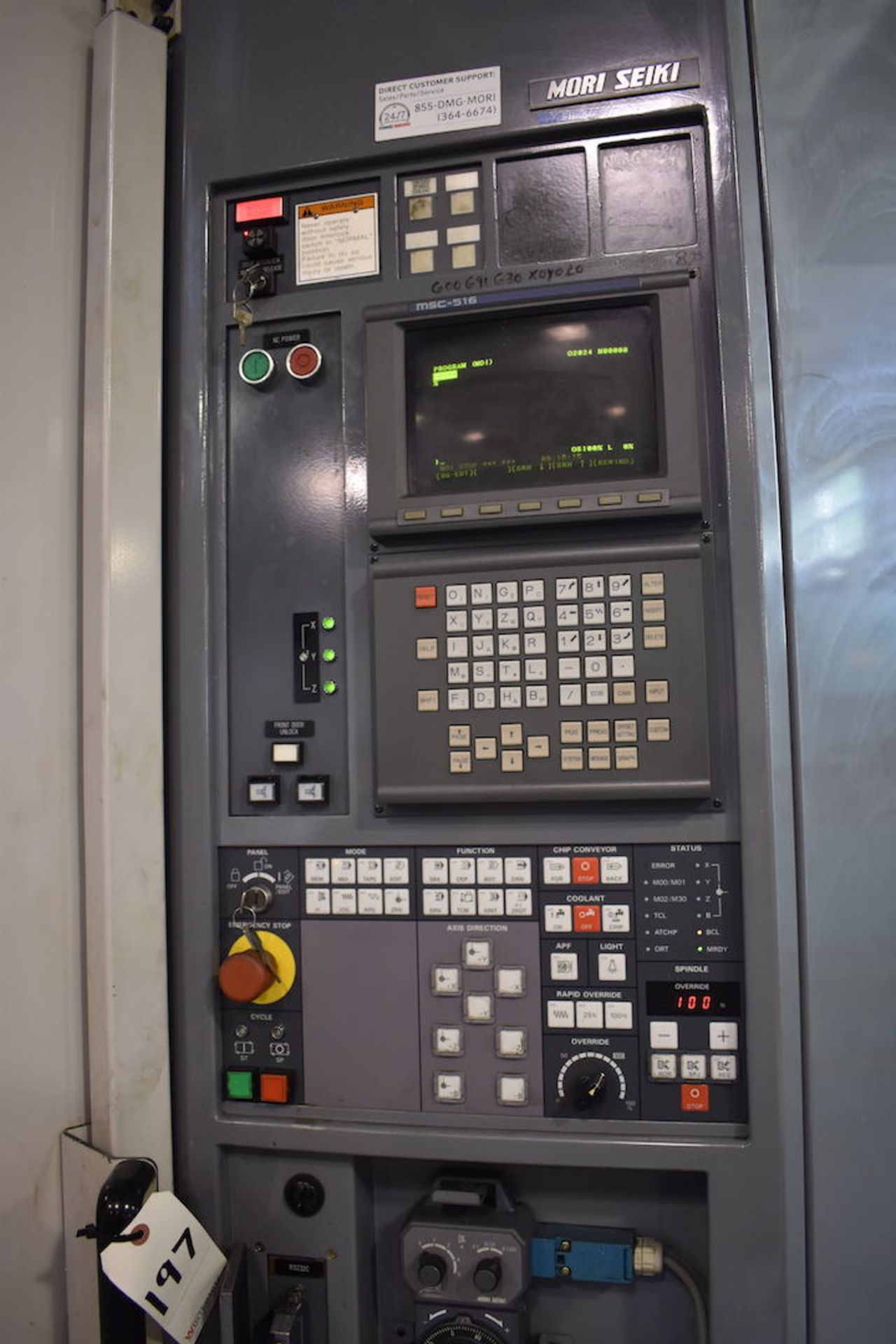 Mori Seiki Model SH-50 CNC Horizontal Machining Center, S/N 396, 20 in. x 20 in. (approx.) - Image 3 of 8