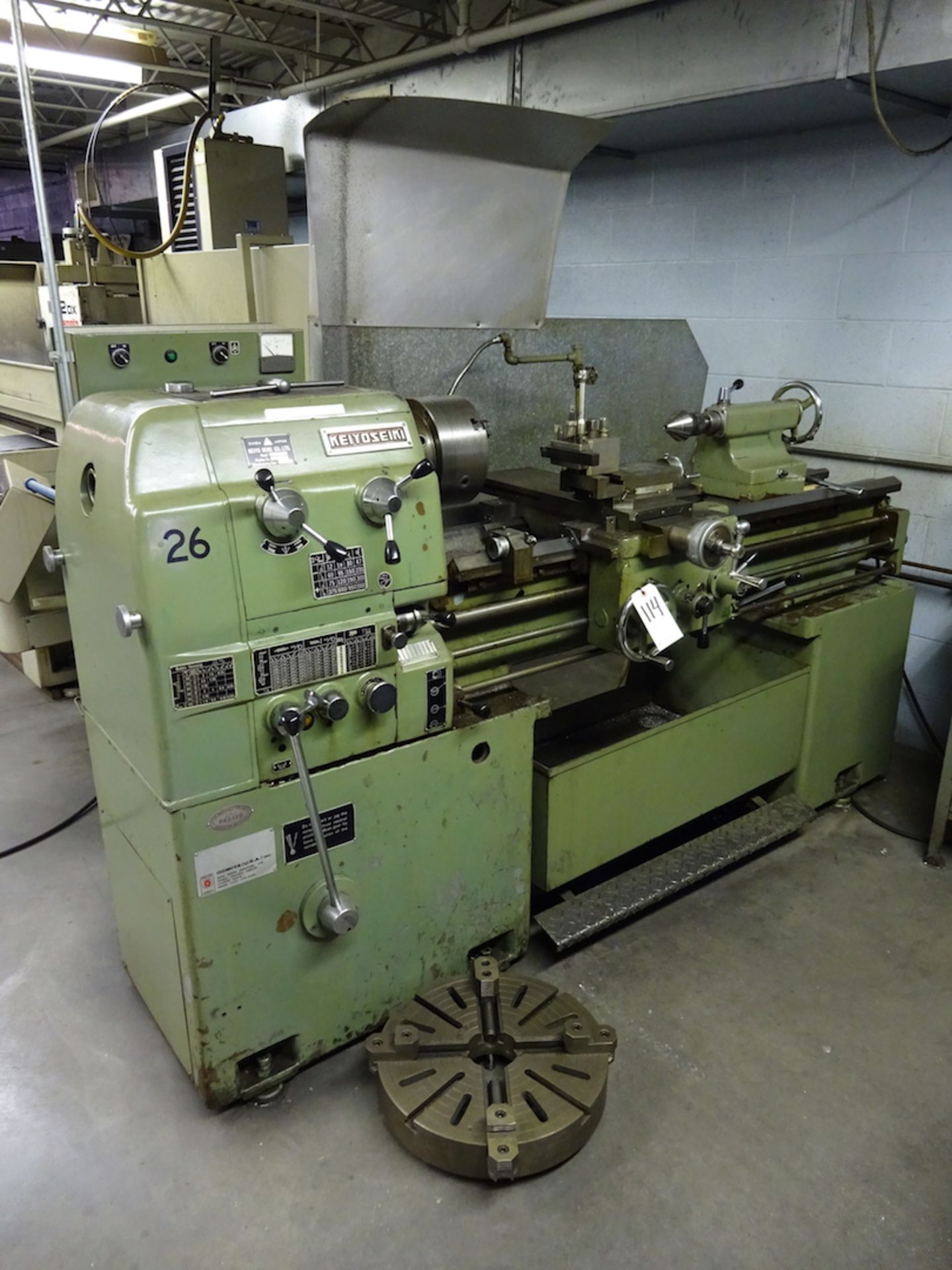 Keiyo Seiki 18 x 50 in. (approx.) Model KM-1800C Gap Bed Engine Lathe, S/N 6731 (1975), 9 in. 3-