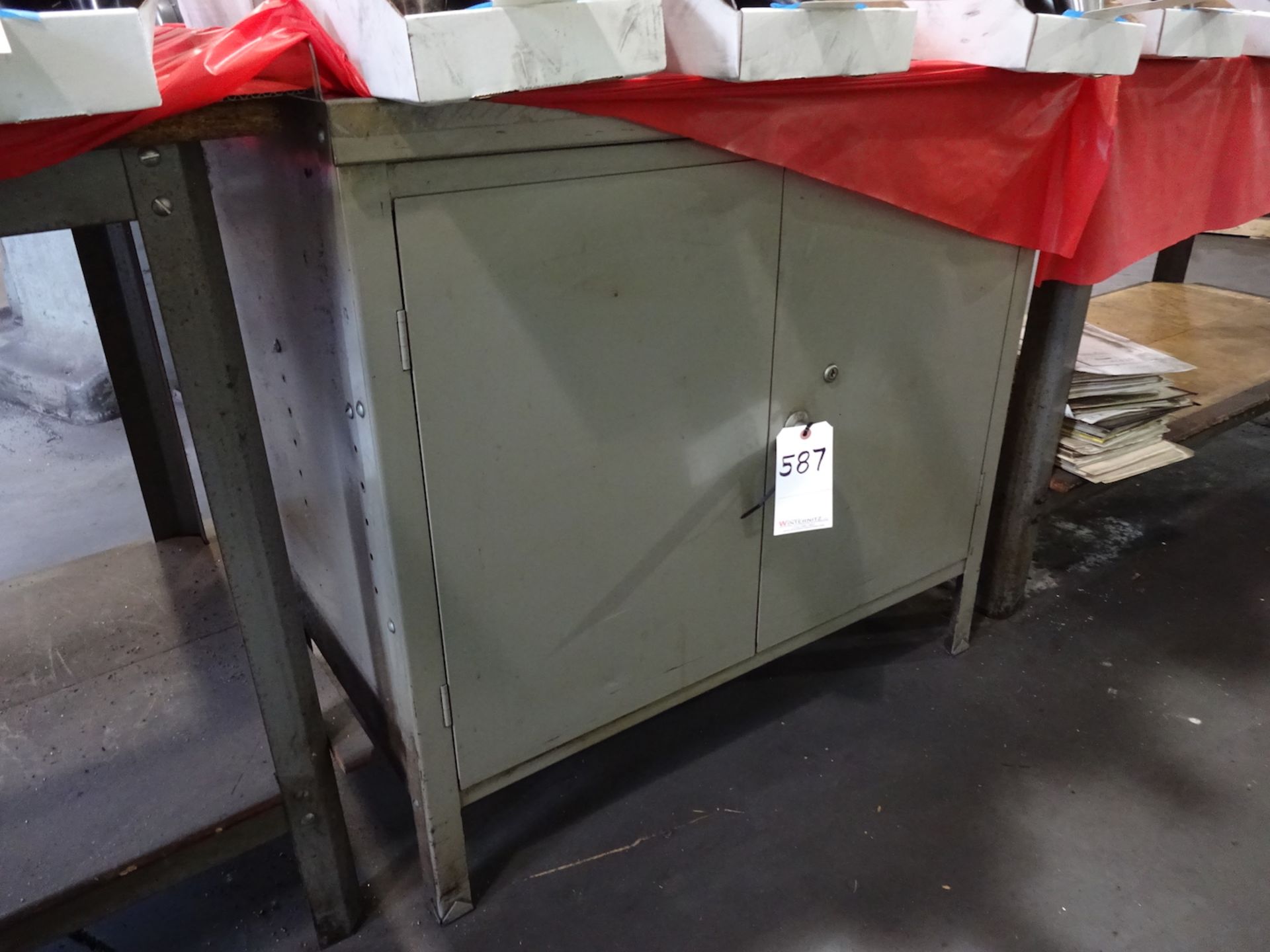 LOT: (2) Steel Benches, Steel Storage Cabinet - Image 3 of 3