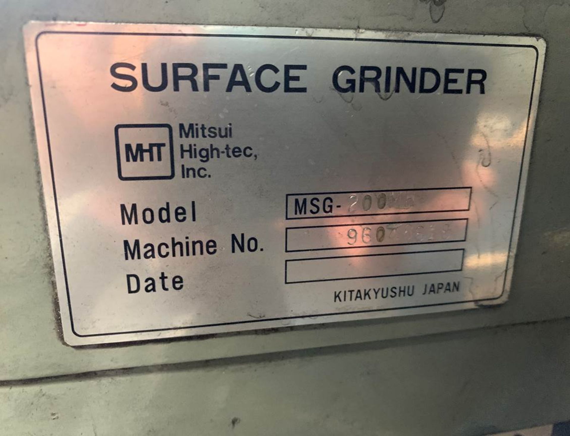 MITSUI HIGH-TEC, INC. (MHT) MODEL NO. 200MH HAND FEED SURFACE GRINDER: S/N 96048618 (1996) - Image 3 of 3