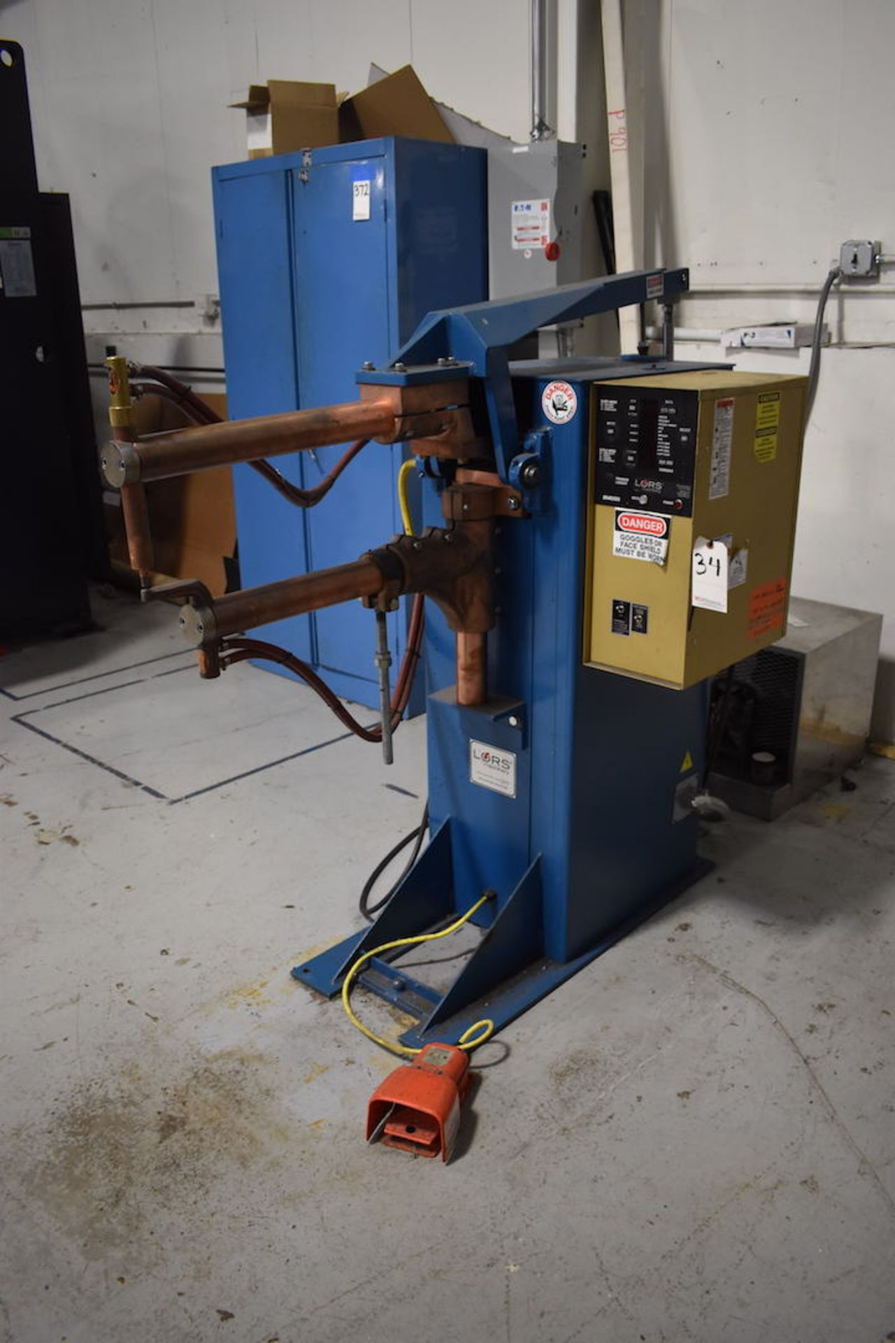 Lors 75 KVA Model 175AR-DV Rocker Arm Spot Welder, S/N 1212-8008, EM1000 Control, 26 in. Throat