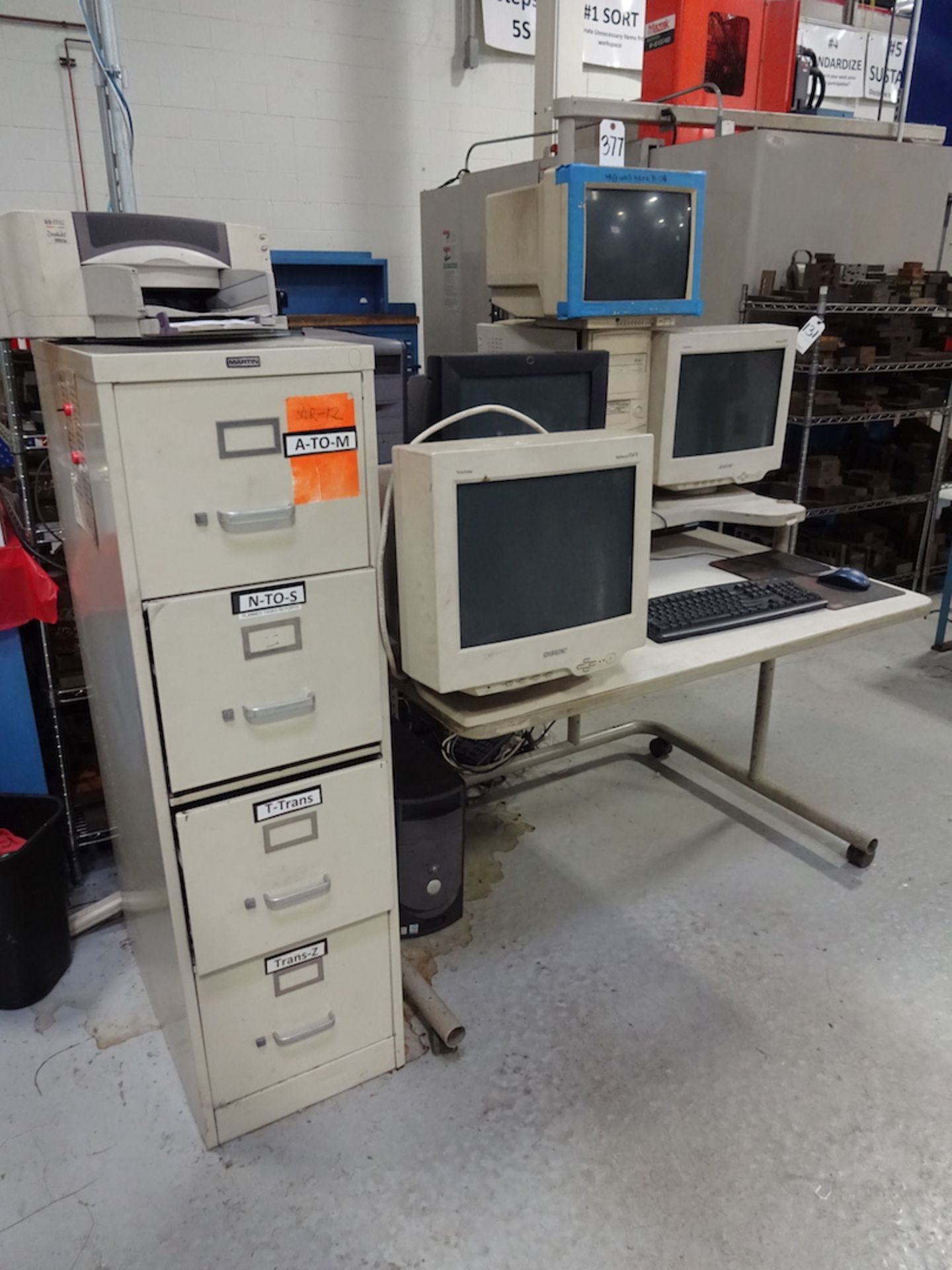 LOT: Assorted Computer Monitors, Towers, Table & File Cabinet - Image 2 of 2