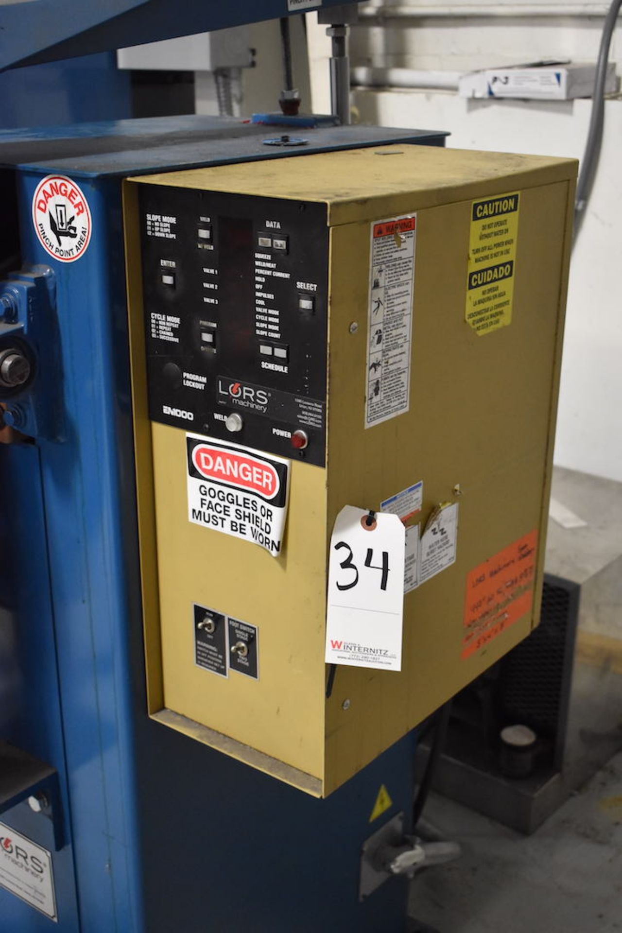 Lors 75 KVA Model 175AR-DV Rocker Arm Spot Welder, S/N 1212-8008, EM1000 Control, 26 in. Throat - Image 3 of 3