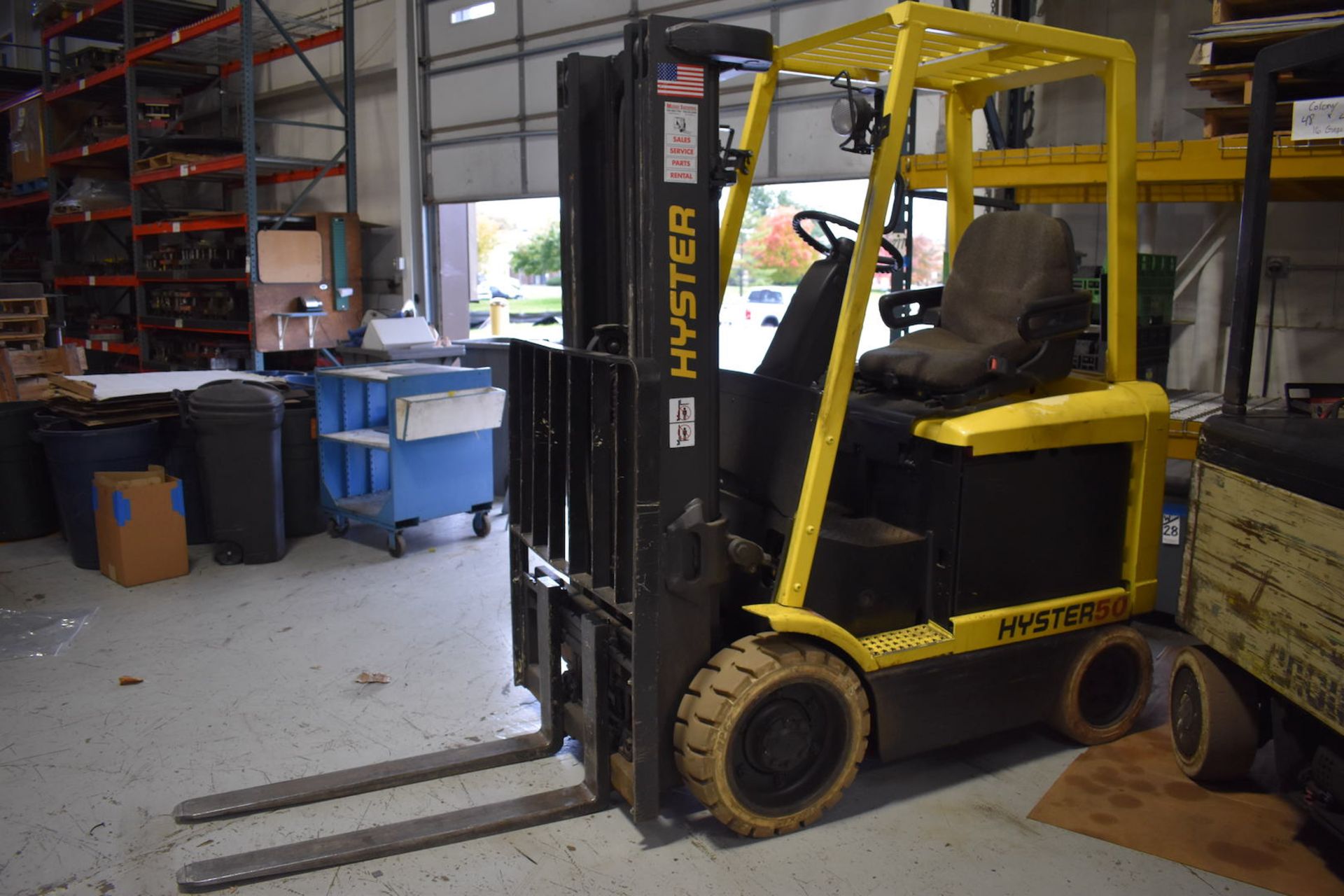 Hyster 4700 lb. Series 50 Model E50XM2-27 Electric Forklift, S/N F108V28406A, Battery Charger,