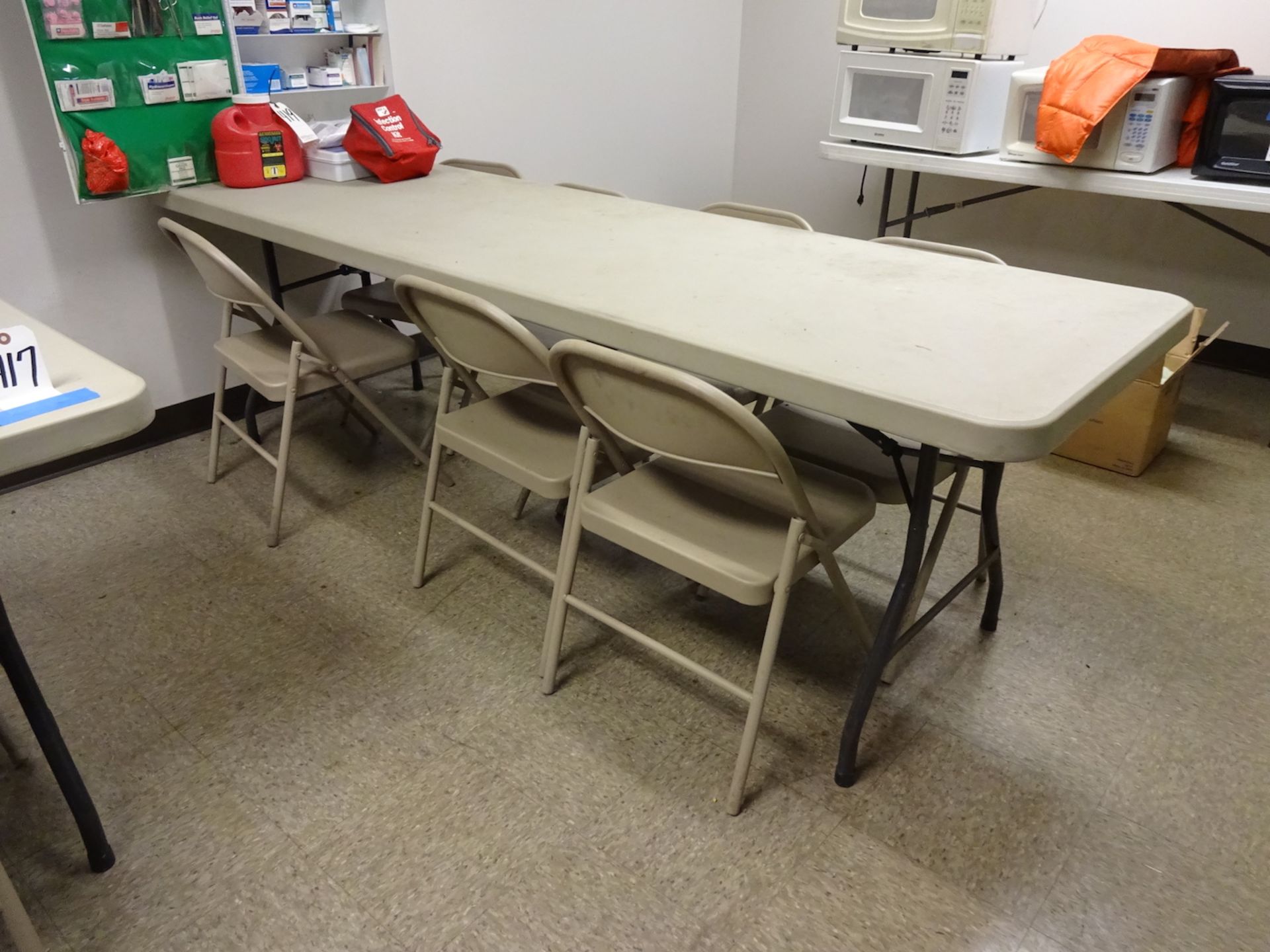 LOT: (2) Plastic Tables & (15) Steel Folding Chairs - Image 2 of 2