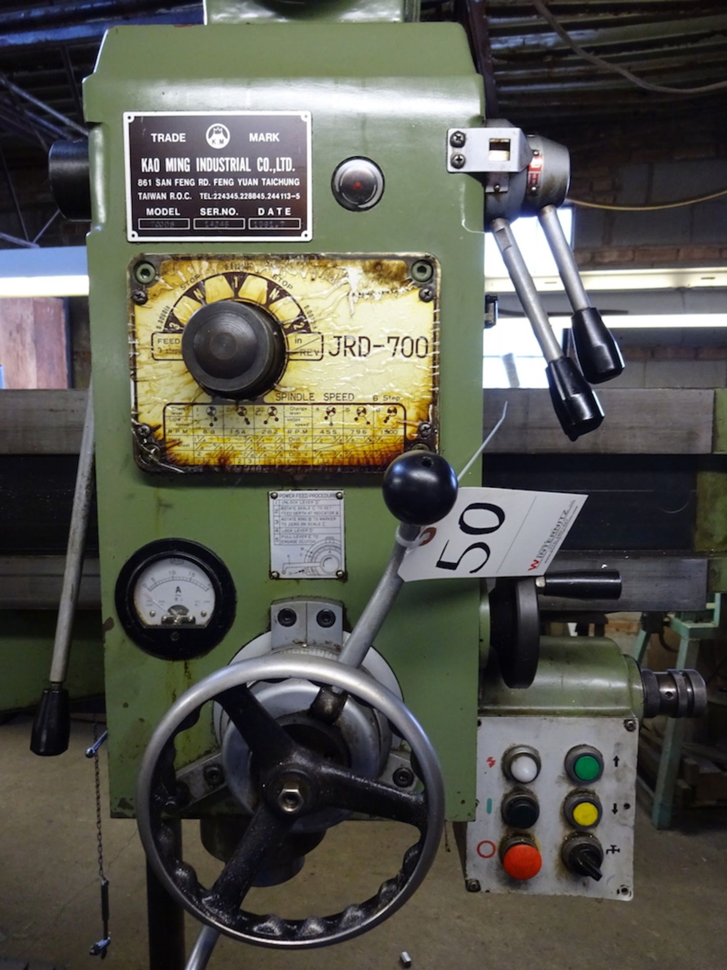 Kao Ming 8 in. Column x 32 in. Arm Model JRD700 DS Radial Arm Drill, S/N 1425 (1981) - Image 4 of 9