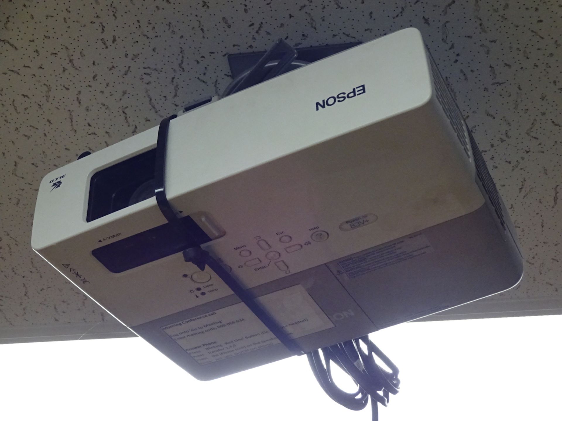 Epson Ceiling Mounted Projector, with Da-Lite Projection Screen (Elk Grove Village, IL) - Image 2 of 3