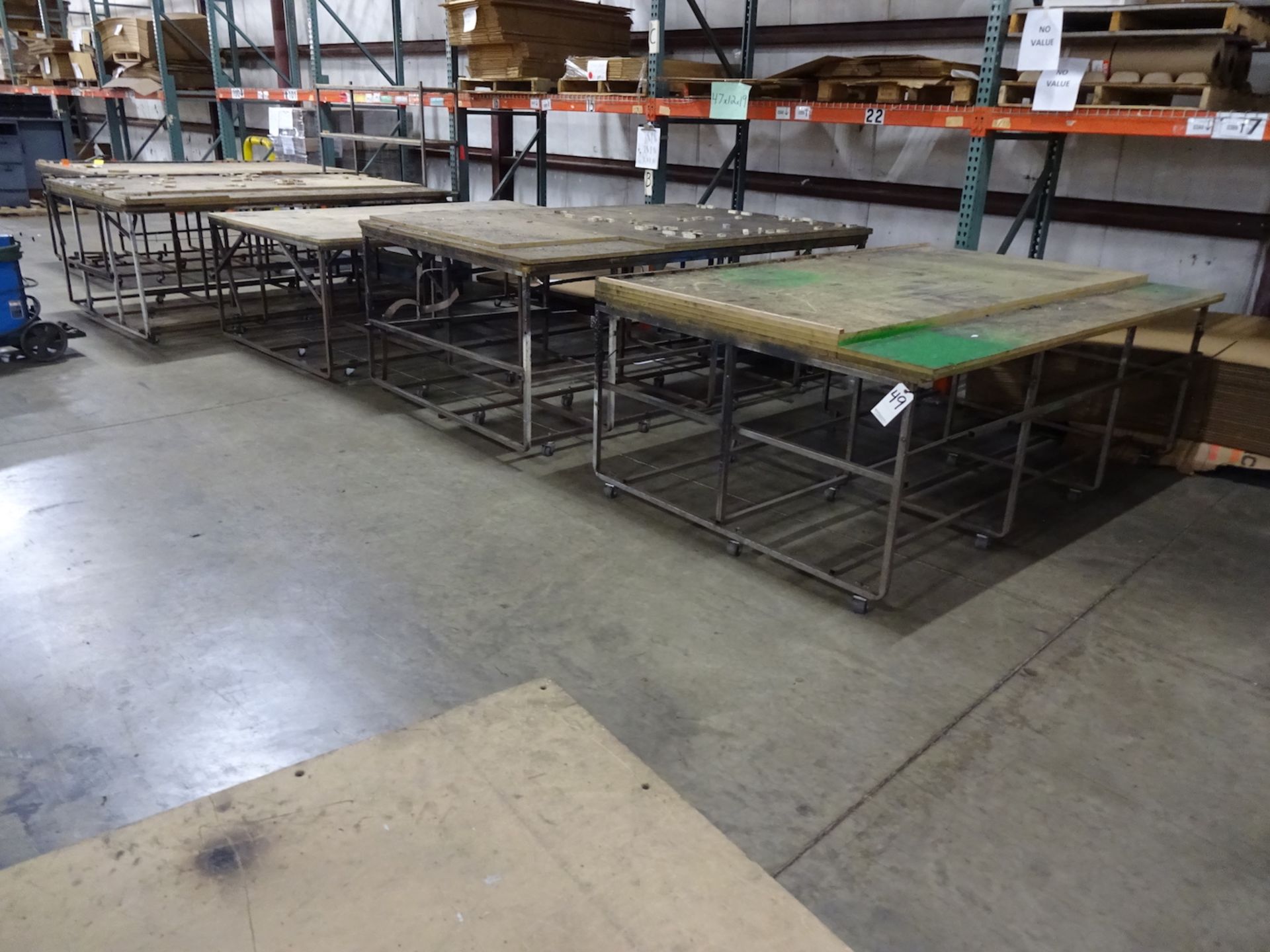 LOT: (5) Assorted Wood Top Material Carts