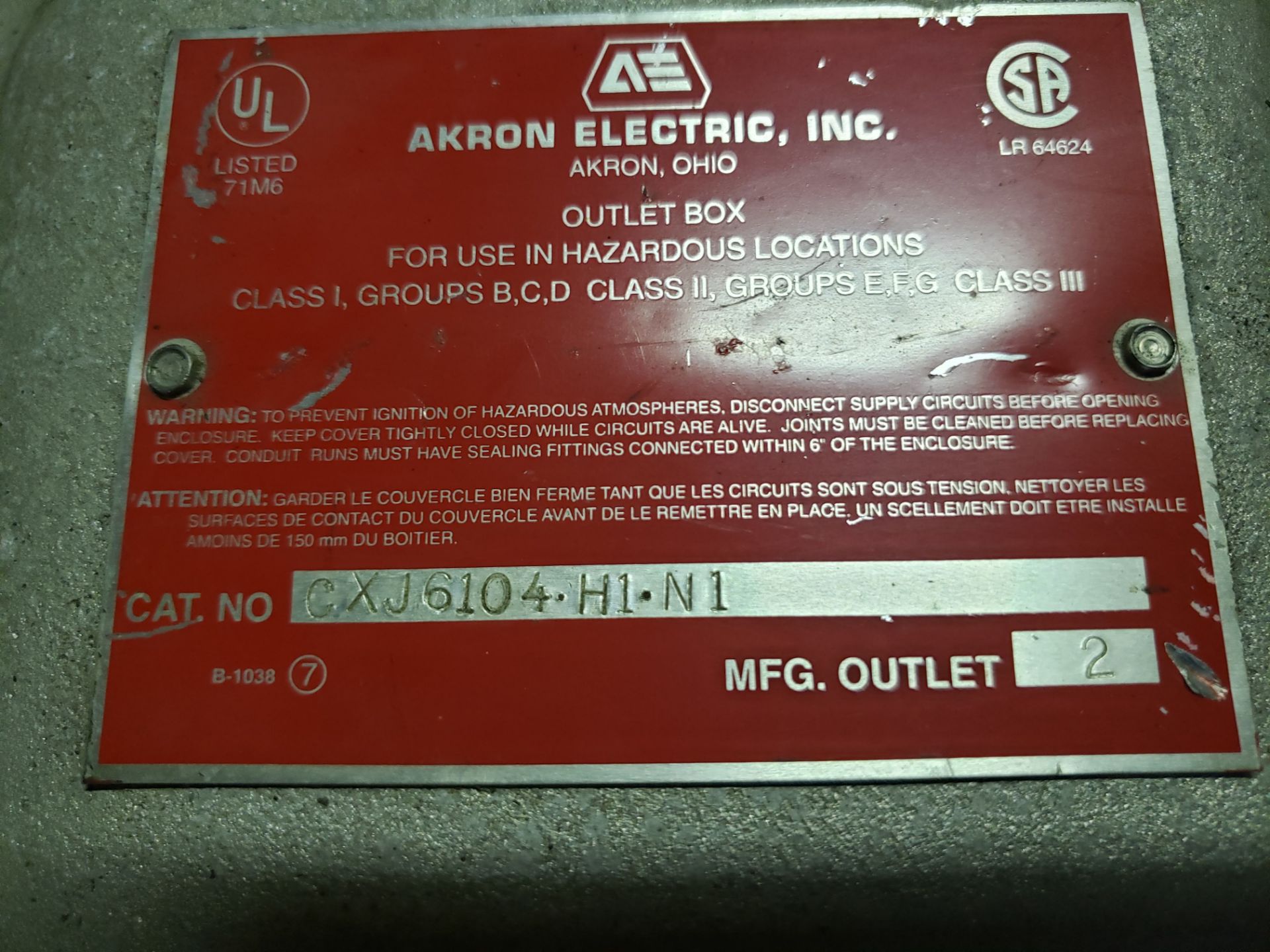 Explosion proof box - Part # CXJ6104H1N1 - Image 3 of 3