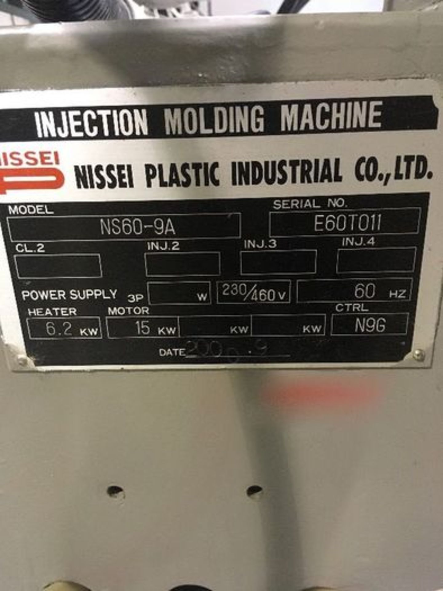 NISSEI NS60-9A INJECTION MOLDING MACHINE, SN E60T011 , YEAR 2000, LOCATION MI - Image 5 of 10