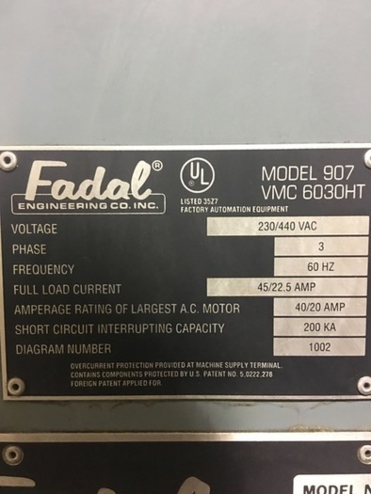 FADAL 6030 VHT VERTICAL MACHINING CENTER, SN 9311232, LOCATION MI - Image 8 of 9