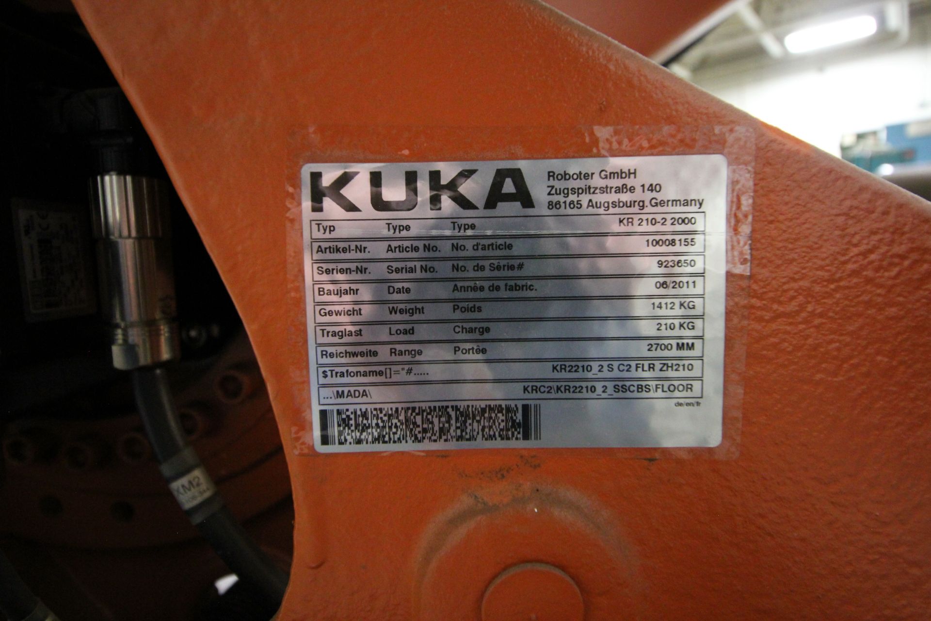 KUKA ROBOT KR 210-2-2000, YEAR 2011, SN 923650 (NEW ARM ONLY) - Image 3 of 3