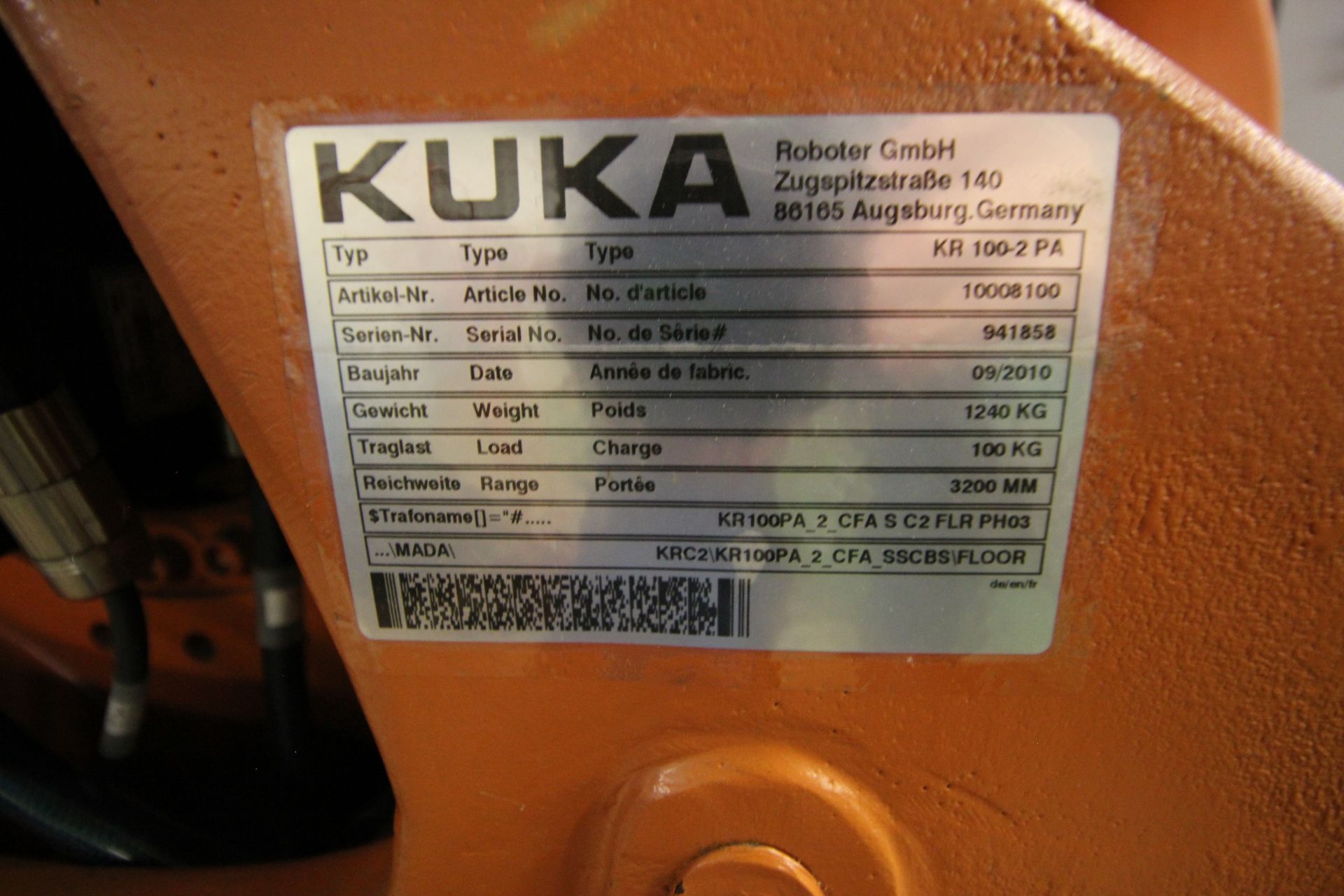 KUKA KR 100-2 PA 4 AXIS CNC PALLETIZING ROBOT WITH KR C2 ed05 CONTROLLER, SN 941858 - Image 19 of 19