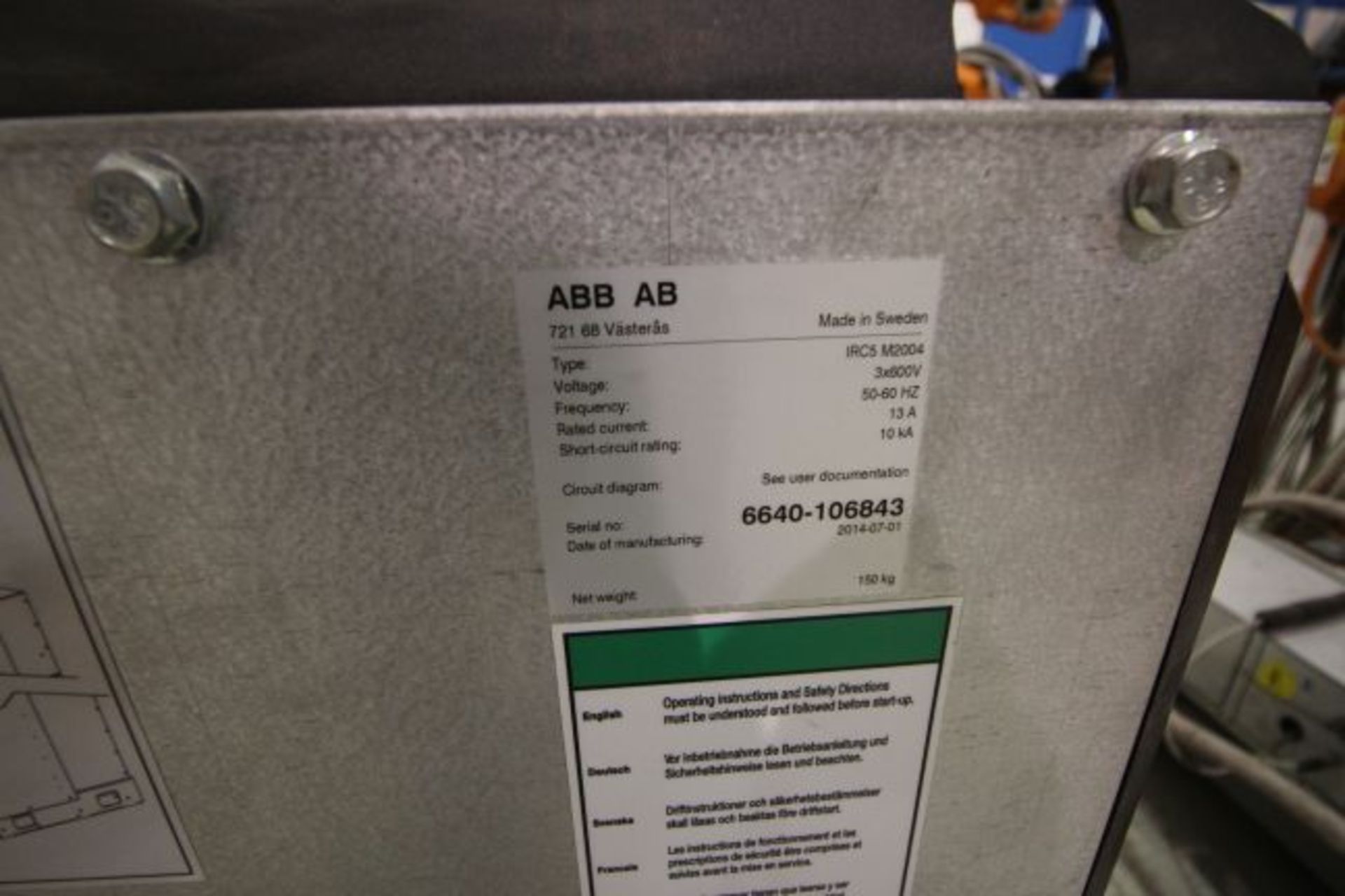 ABB ROBOT IRB 6640 2.8/185 WITH IRC5 CONTROLS, YEAR 2014, SN 106843, TEACH PENDANT & CABLES - Image 11 of 11