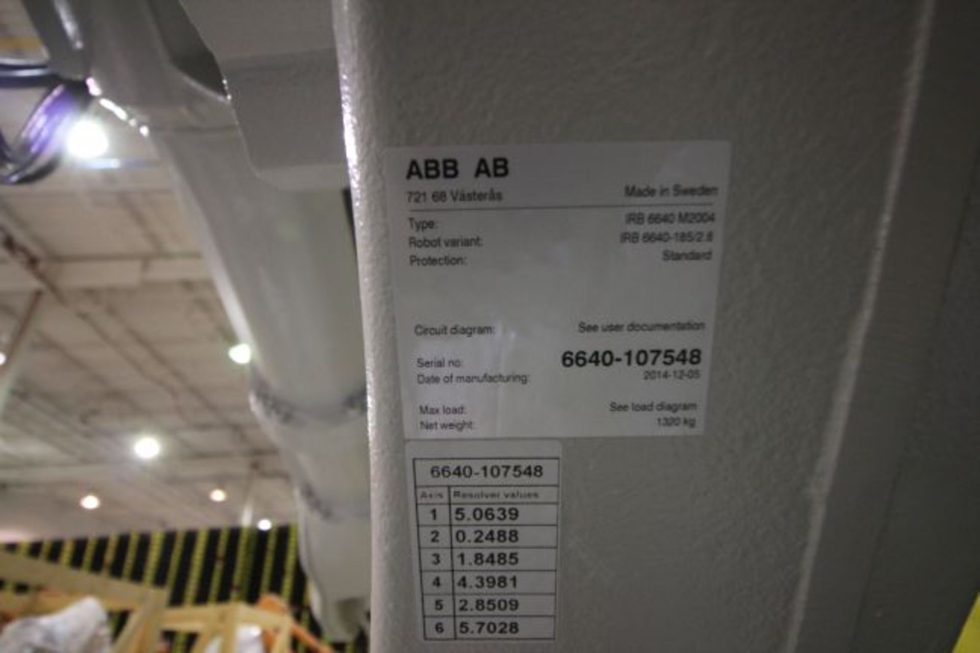 (NEW) ABB ROBOT IRB 6640 2.8/185 WITH IRC5 CONTROLS, YEAR 2015, SN 107548 TEACH PENDANT & CABLES - Image 11 of 11