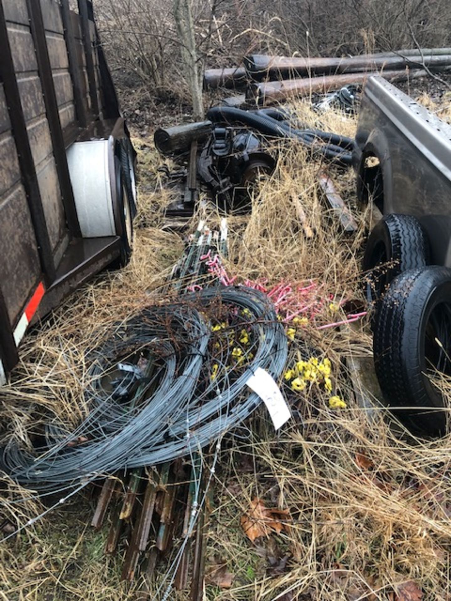 fence post and steel and axles