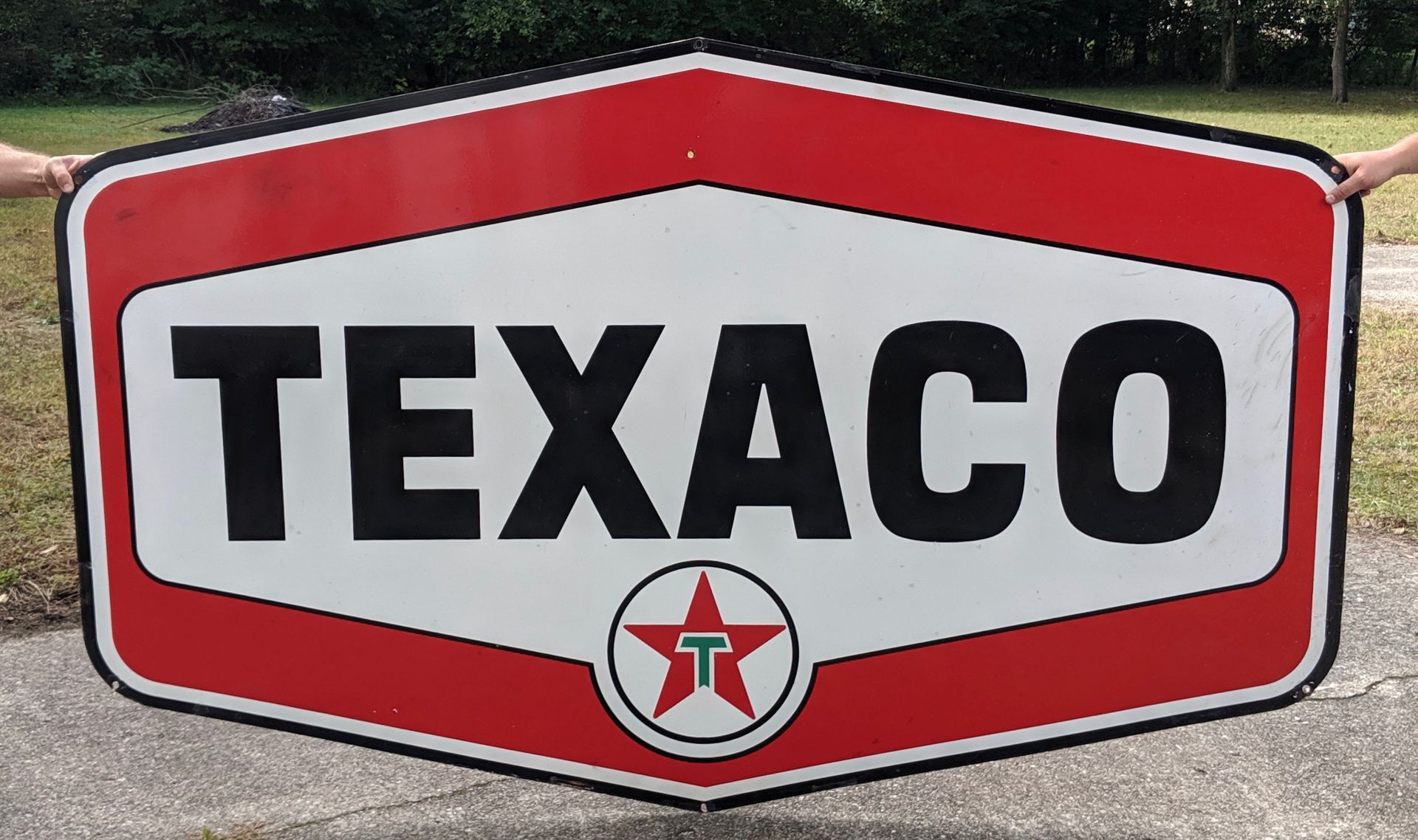Large double sided porcelain Texaco service station sign 7' x 4.5'