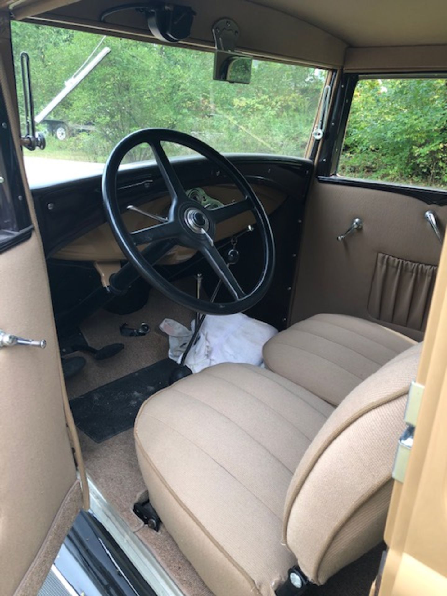 1931 Ford model A Leatherback Victoria, full restoration, cream/brown color with black running - Image 5 of 8