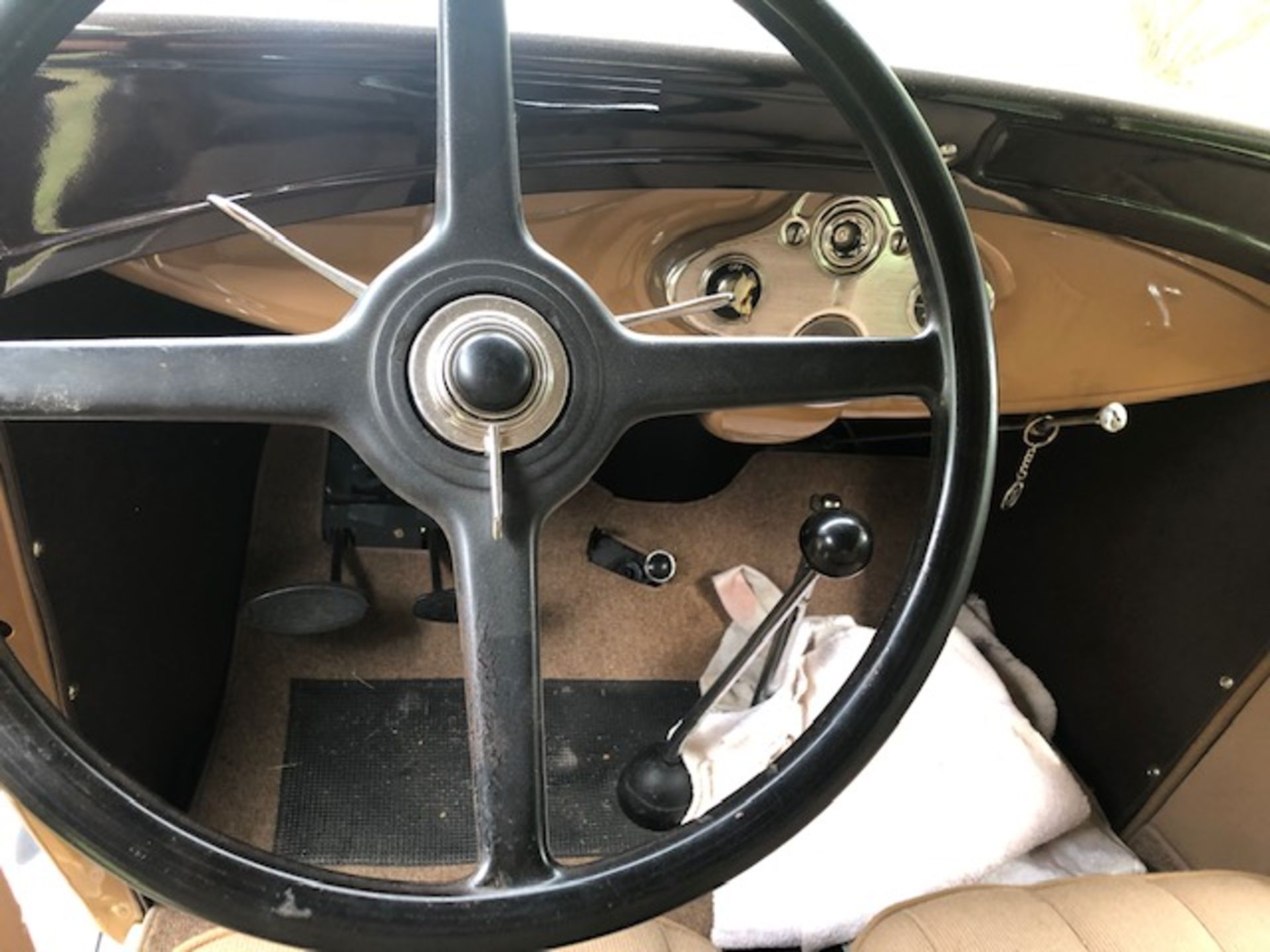 1931 Ford model A Leatherback Victoria, full restoration, cream/brown color with black running - Image 7 of 8