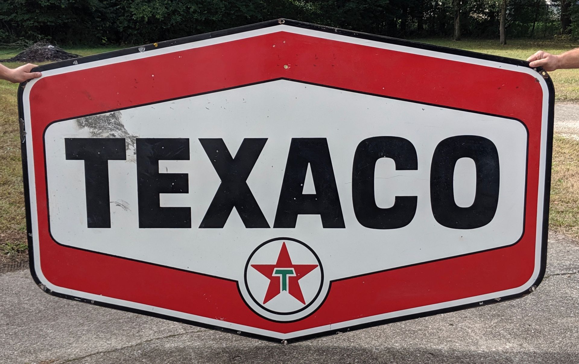 Large double sided porcelain Texaco service station sign 7' x 4.5' - Image 2 of 2