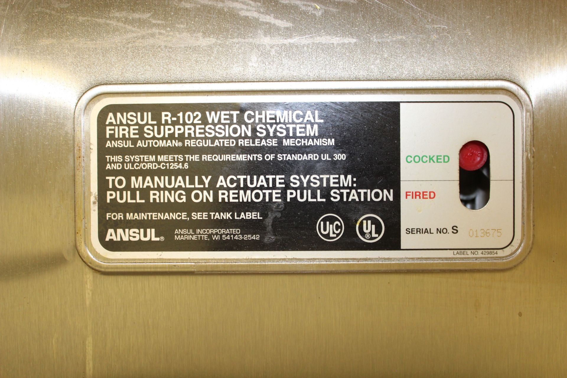 Ansul Chemical Fire Suppression System - Image 2 of 2