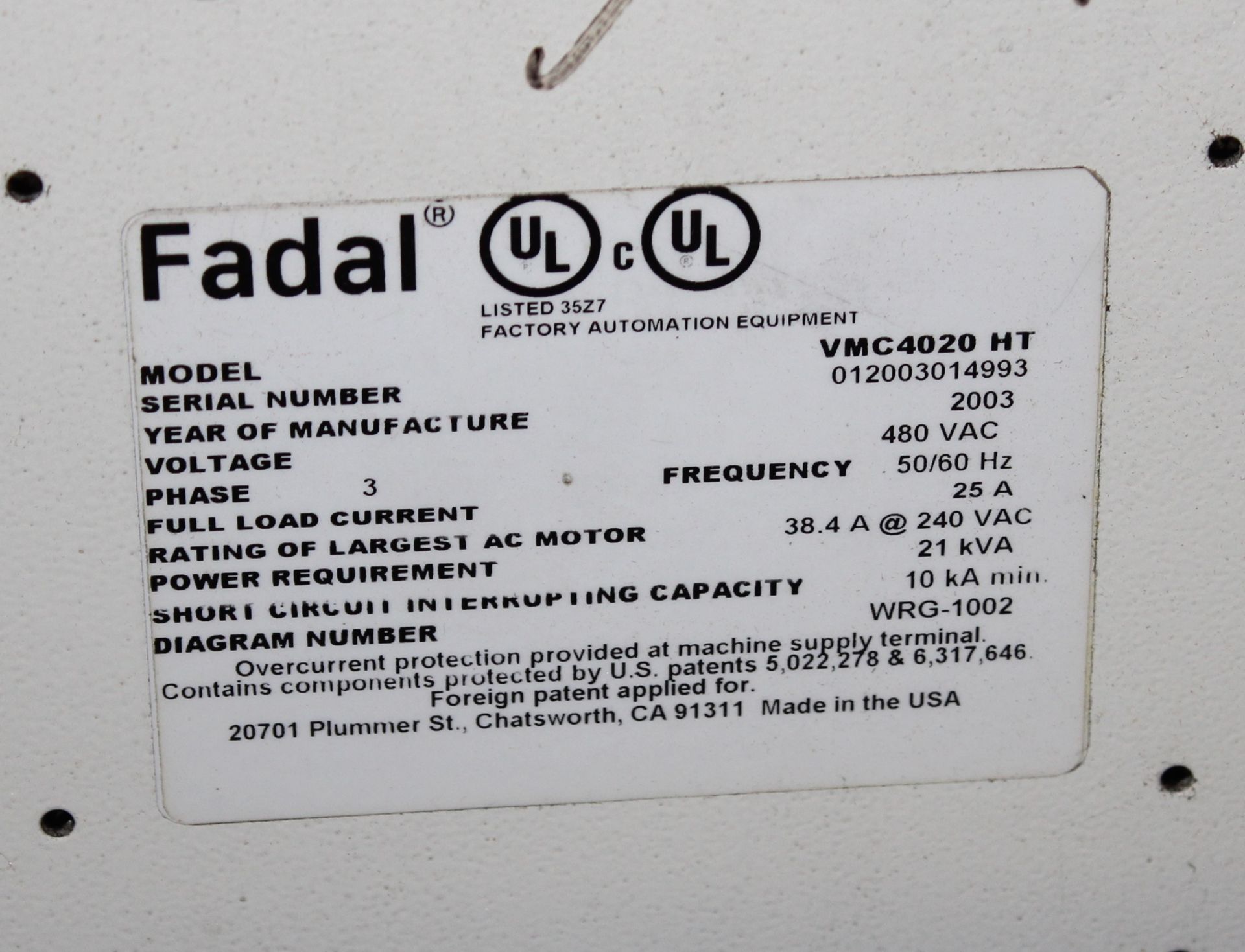 2005 Fadal model VM 4020 vertical milling machine - Image 6 of 6