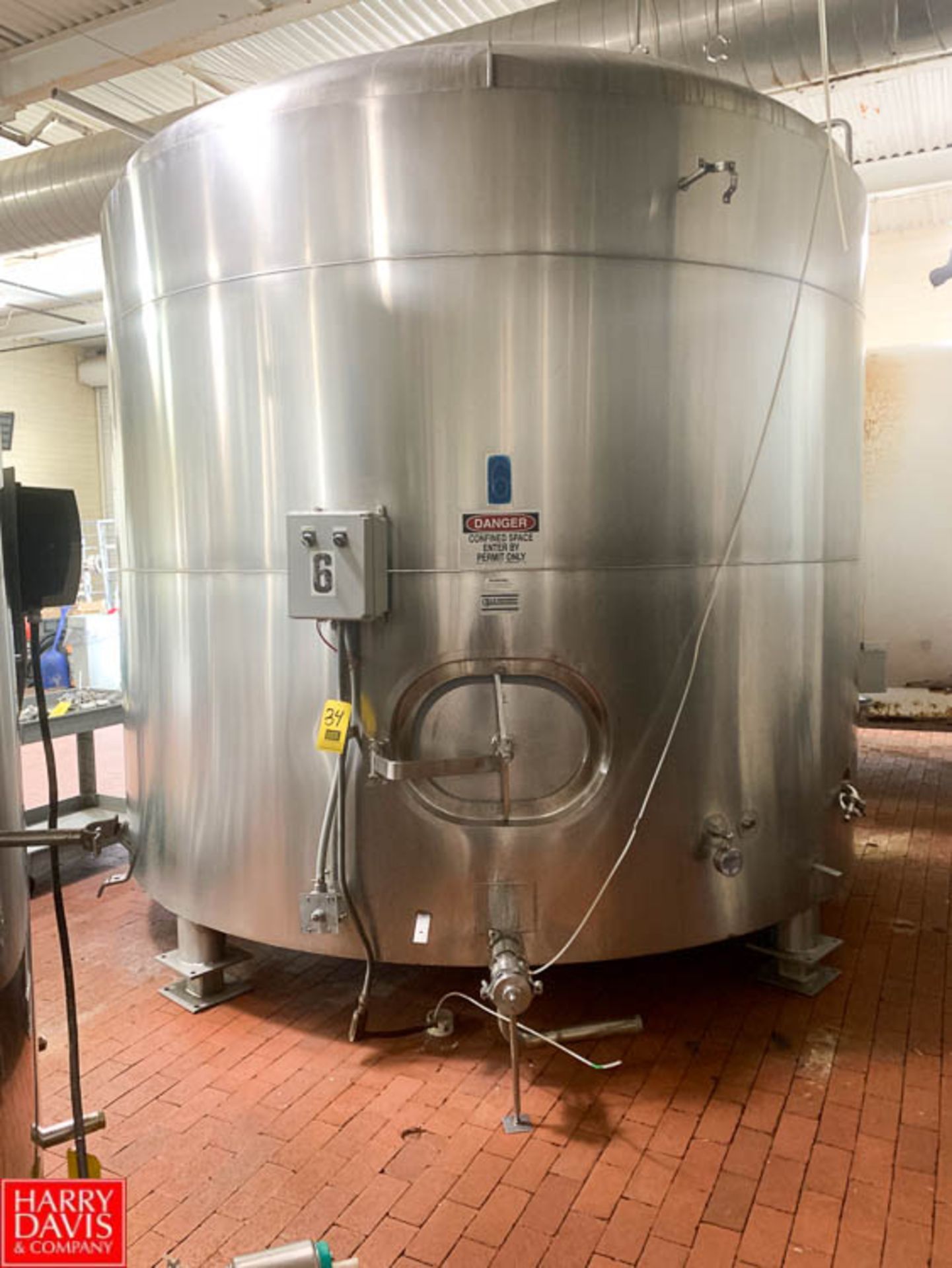 5,000 Gallon Dome-Top Jacketed S/S Tank with Side-Mount Agitation, CIP Spray Ball and Waukesha