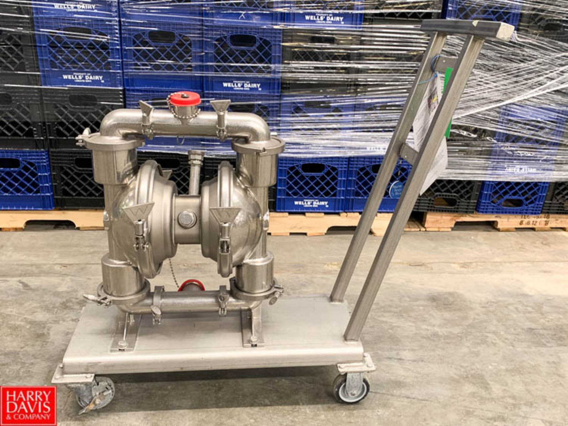 Wilden S/S Diaphragm Pump Model M-8 : SN 871575, Mounted on S/S Cart Rigging Fee $35