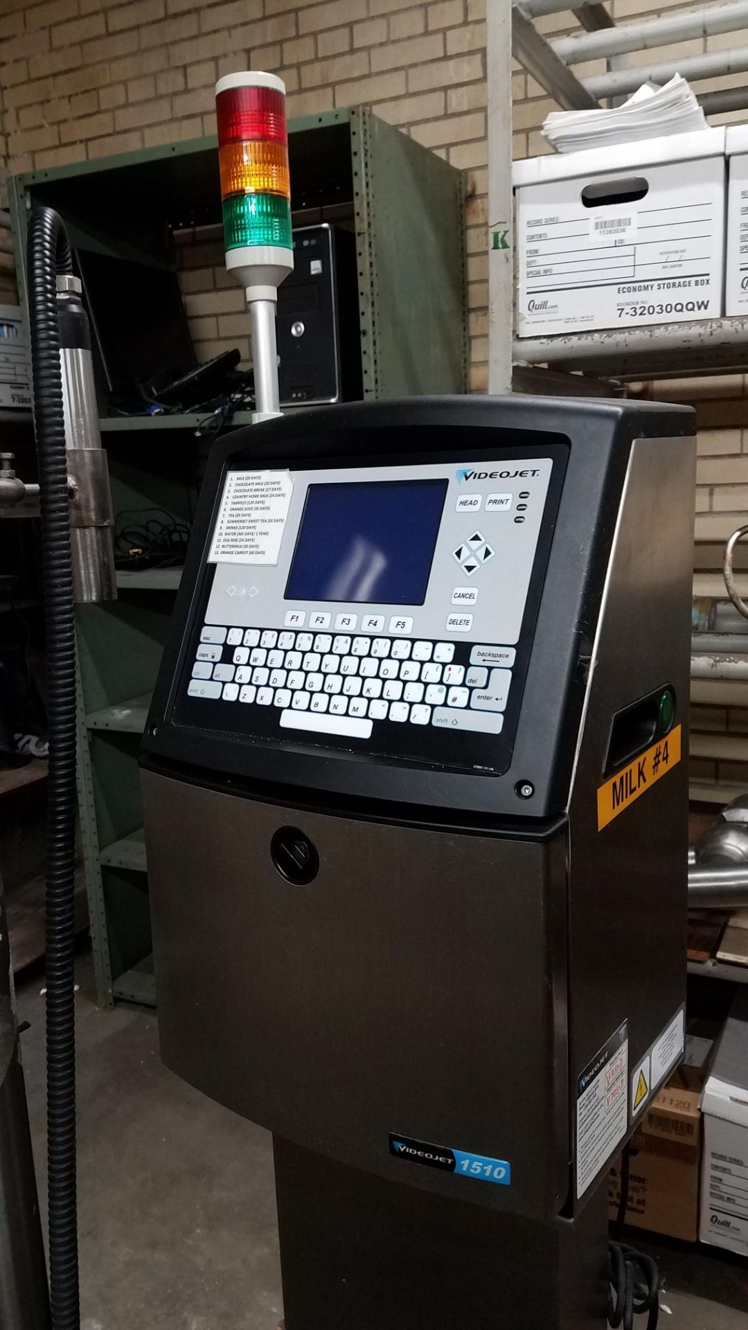 Videojet 1510 Continuous Industrial Ink Jet Coder, Mounted on Portable S/S Base *Located in