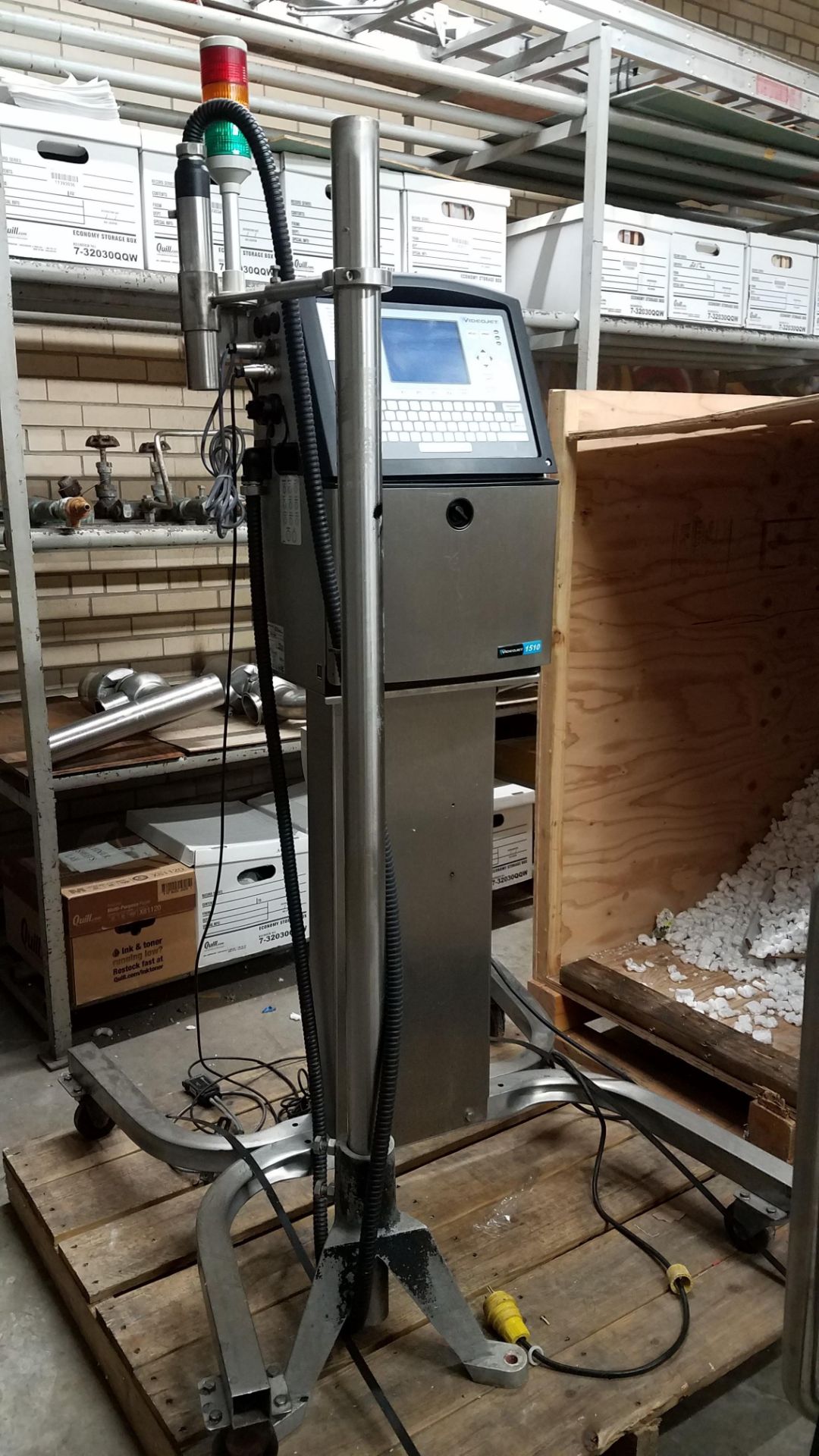 Videojet 1510 Continuous Industrial Ink Jet Coder, Mounted on Portable S/S Base *Located in - Image 2 of 2