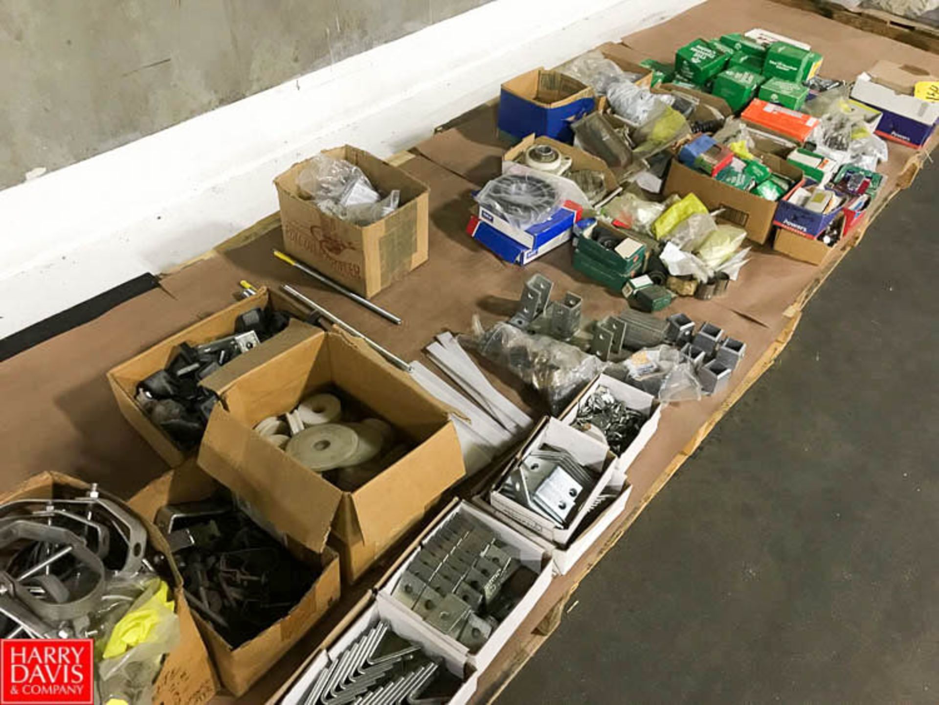 Assorted Hardware with Pipe Hangers, Bolts, Brackets and Bearings Rigging Fee: 40