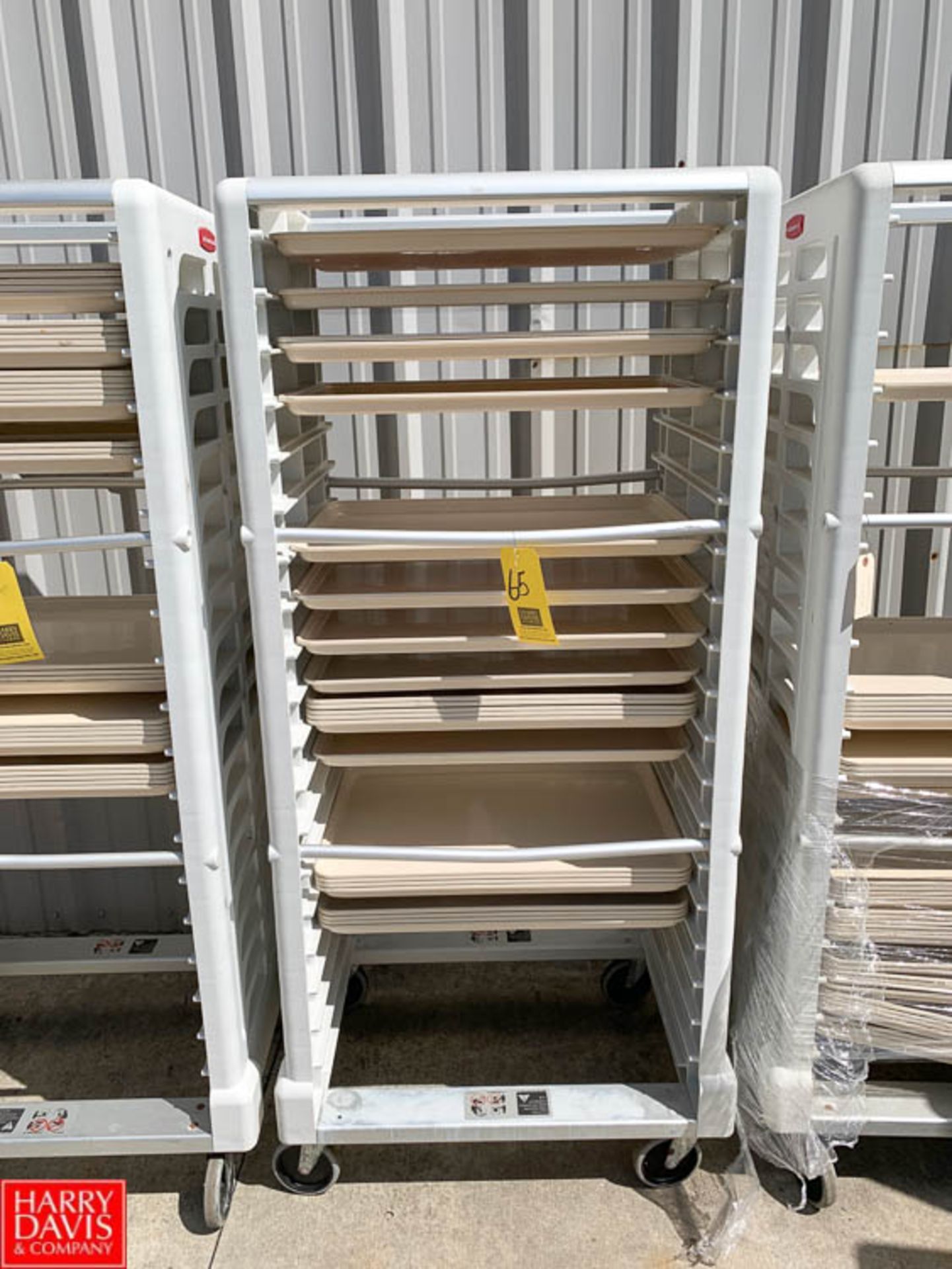 Rubbermaid Plastic Tray Cart with (23) Plastic Trays - Rigging Fee: $10