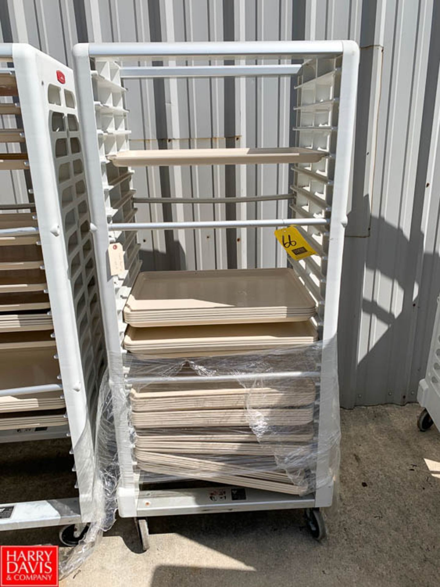 Rubbermaid Plastic Tray Cart with (36) Plastic Trays - Rigging Fee: $10