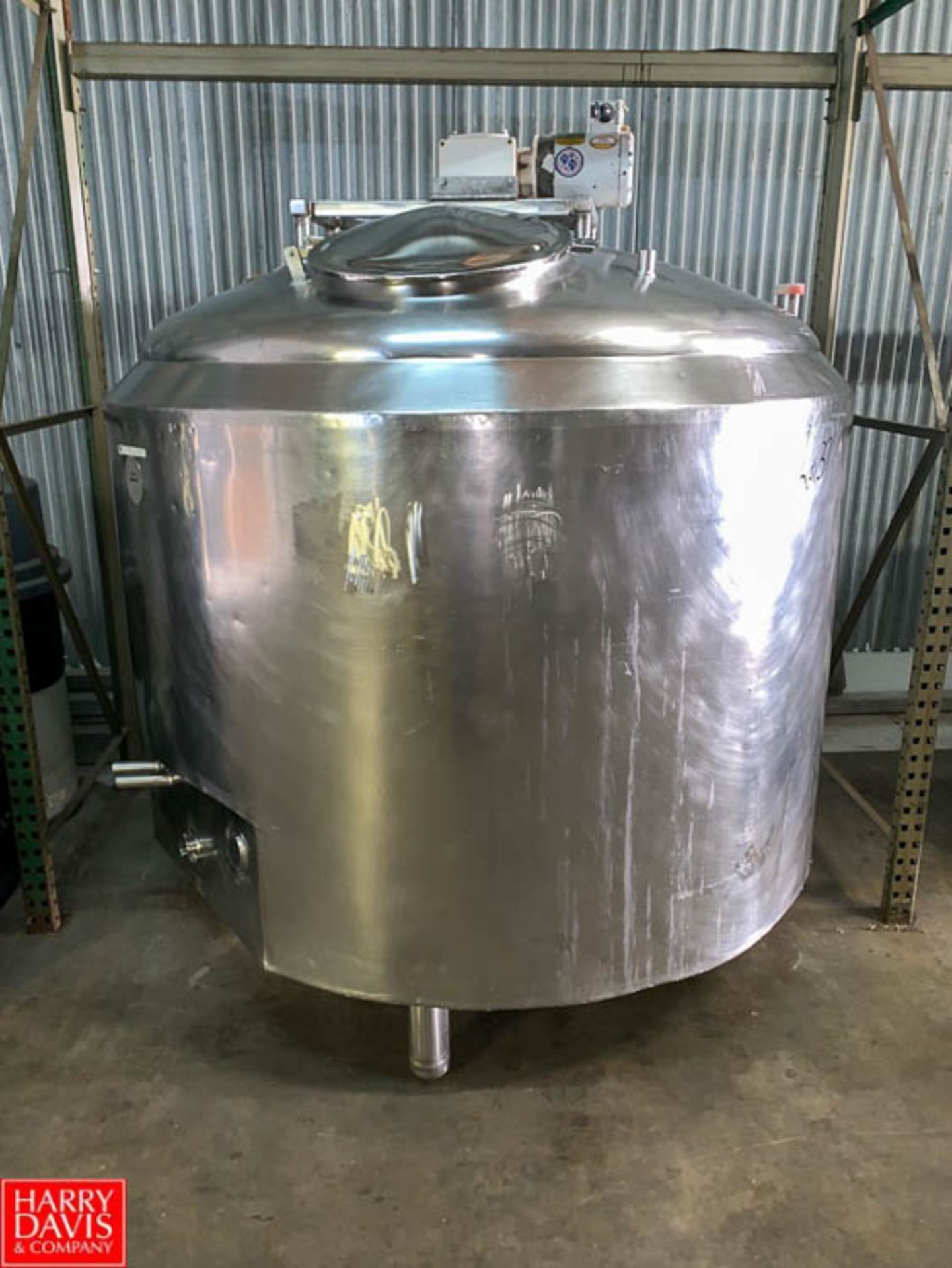 Cherry Burrell 500 Gallon S/S Dome-Top Processor, Model WPB, S/N 500-82-3195, with Bottom Sweep