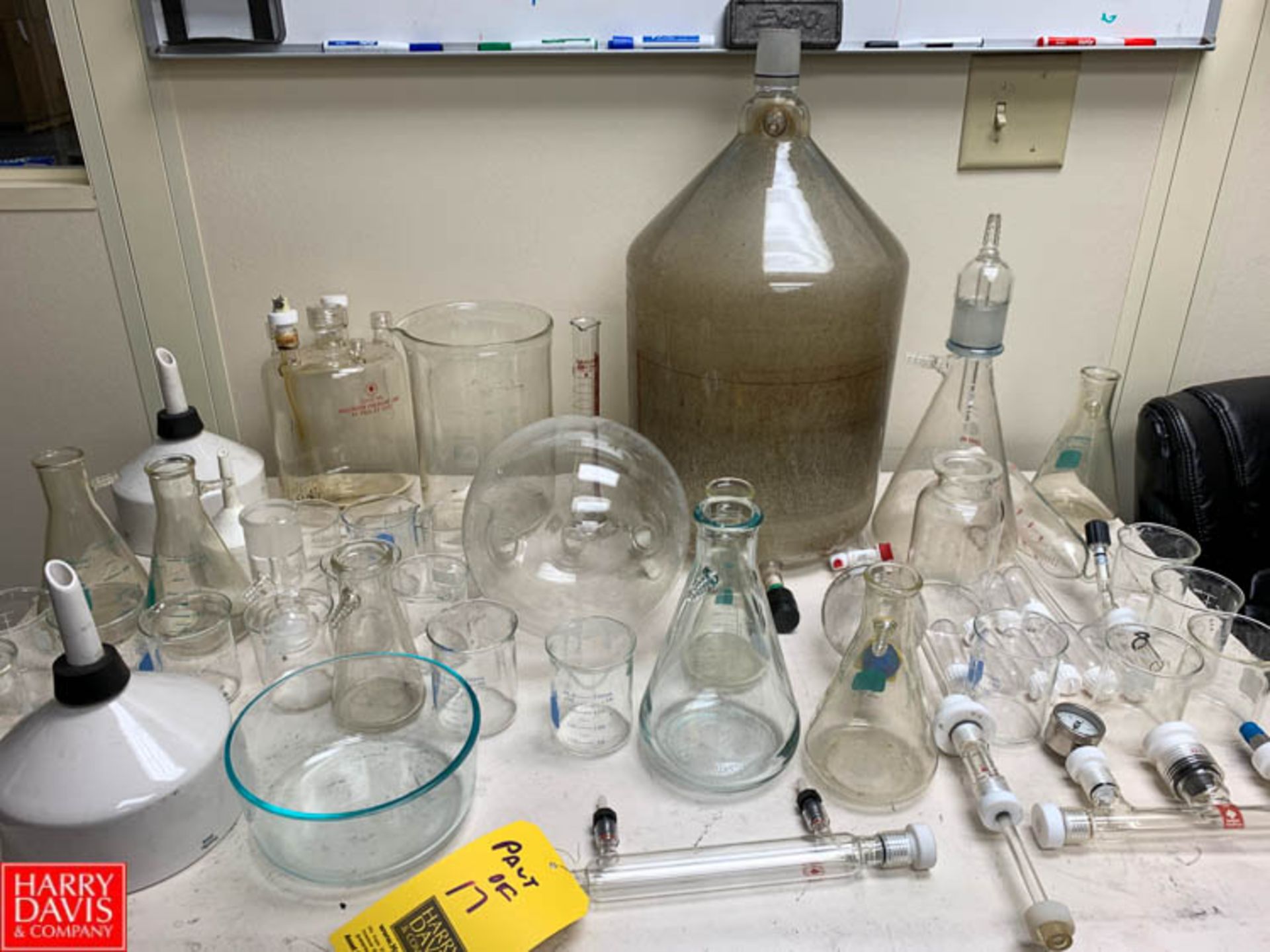 Assorted Lab Glassware with Flasks, Beakers, Graduated Columns and More Rigging Fee: 200