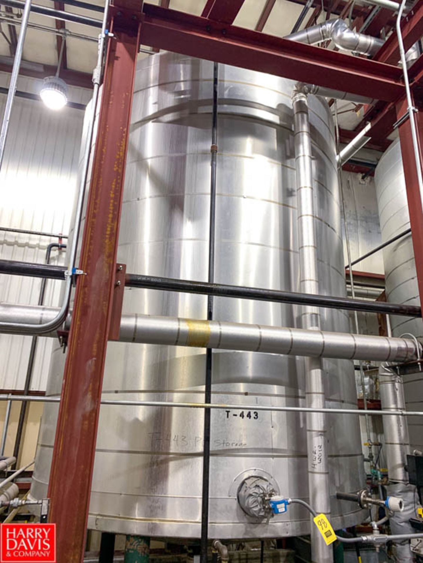 8,000 Gallon S/S Vertical Cone Bottom Tank with Endress Hauser Sensors, Tank 443 PO Storage