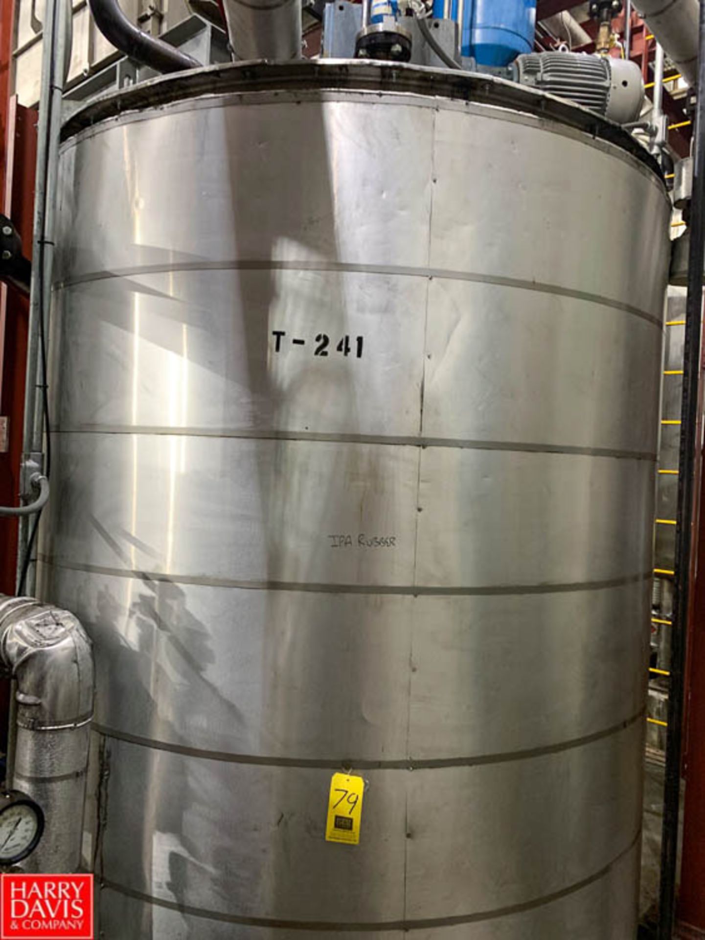 2,000 Gallon Vertical Tank with Vertical Agitator and Endress Hauser Sensor, Tank 241 Rigging Fee: