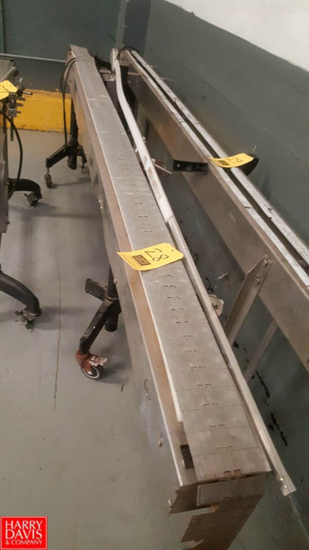 10' Long S/S Frame Product Conveyor with 4.75 " Plastic Table Top Chain and Drive Rigging: $150