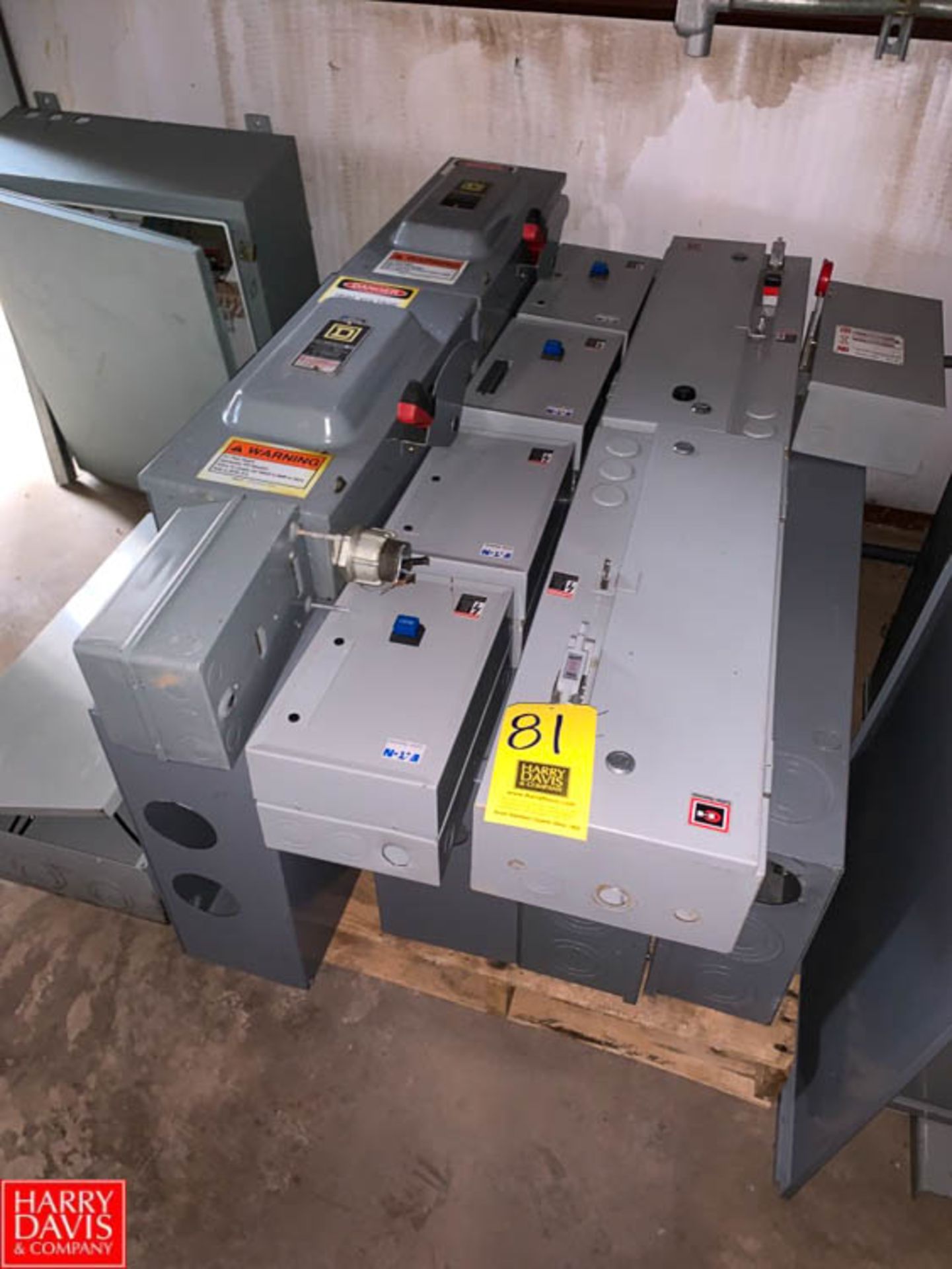 Pallet of Square D and Cutler Hammer Starters and Safety Switches