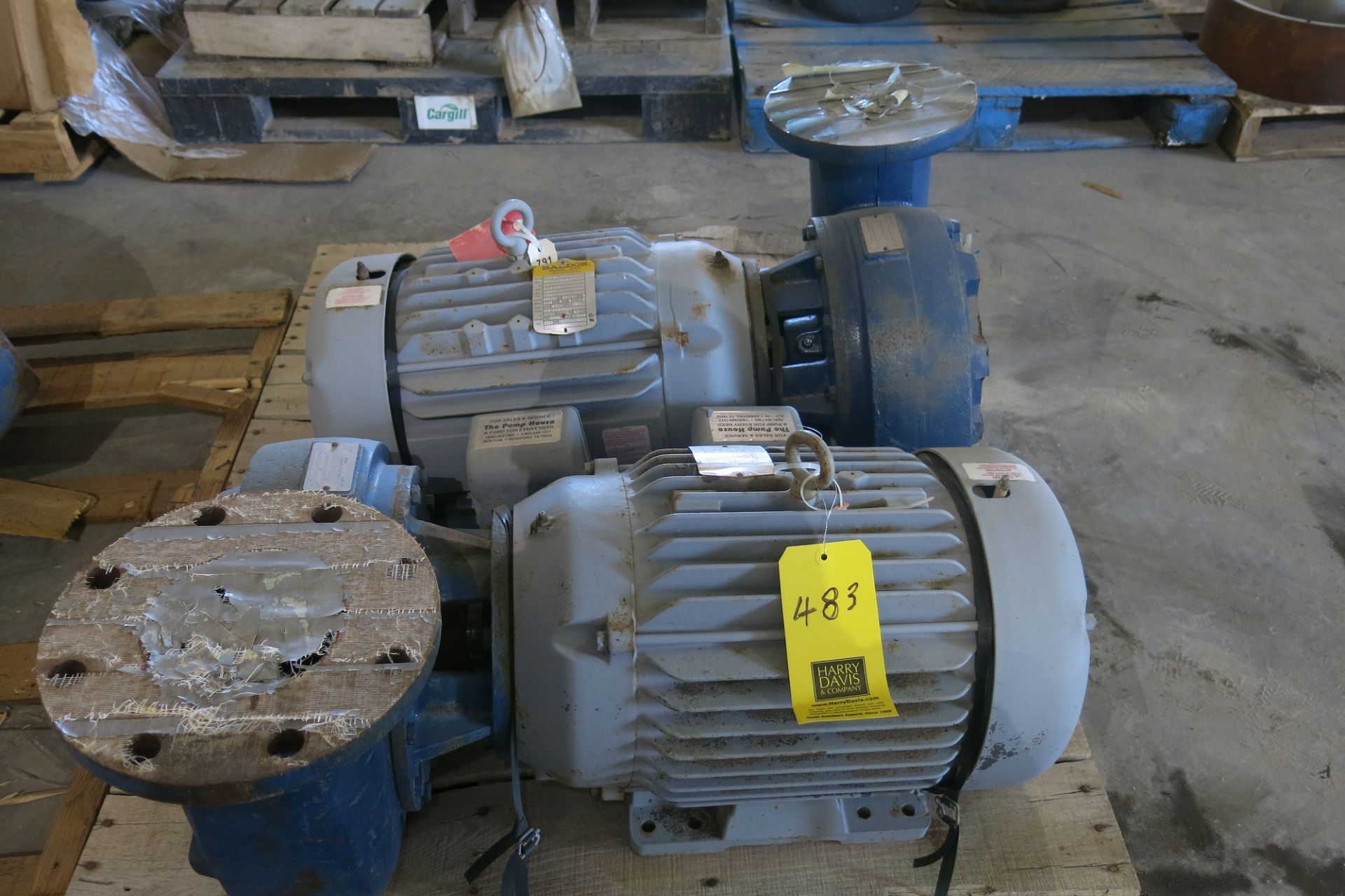 (2) Sterling Fluid System Pumps with Baldor 20 HP Motor, (1) Toshiba 350 HP Motor, (2) Toshiba 25 HP