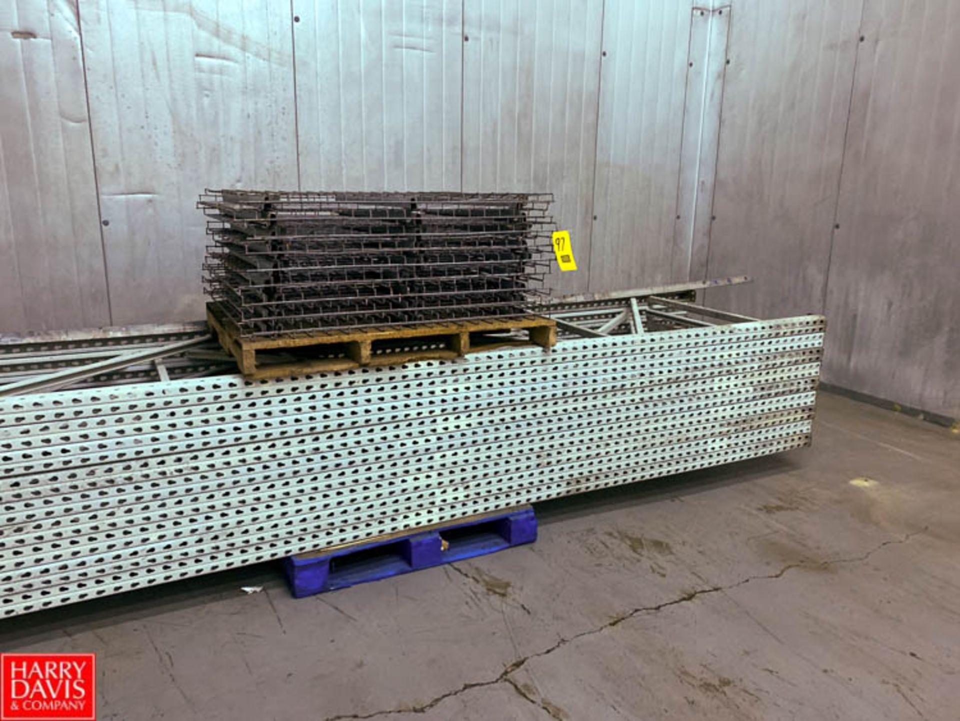 (9) Pallet Racking Uprights and (1) Pallet of Wire Beds Rigging: 400