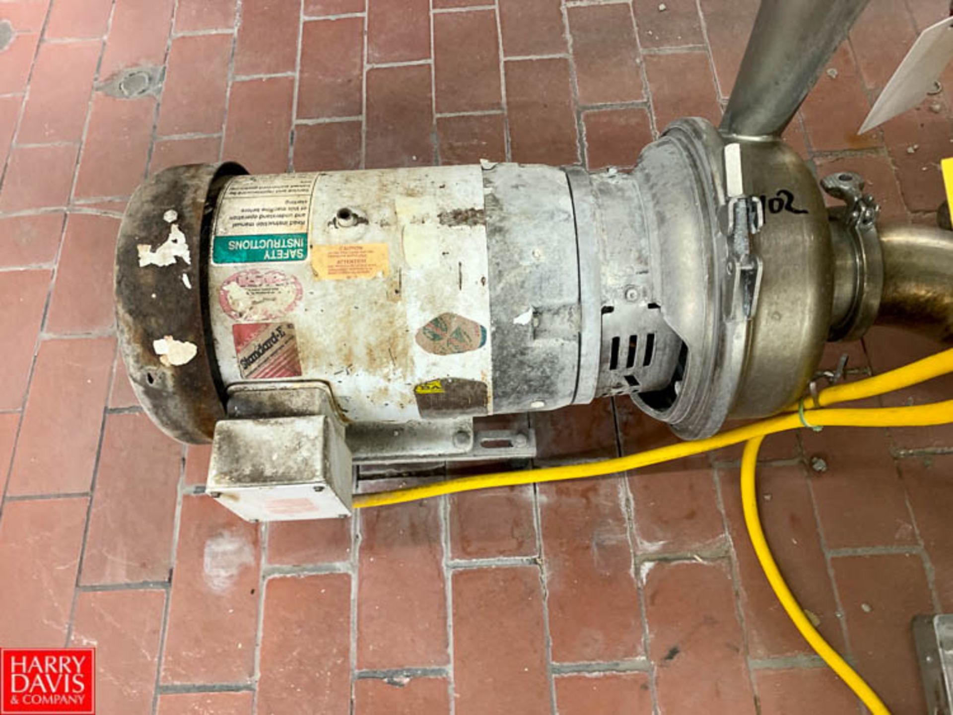 APV 7.5 HP Pump with Baldor 1,760 RPM Motor and 3" x 4" S/S Head, Clamp Type Rigging Fee: $50 *