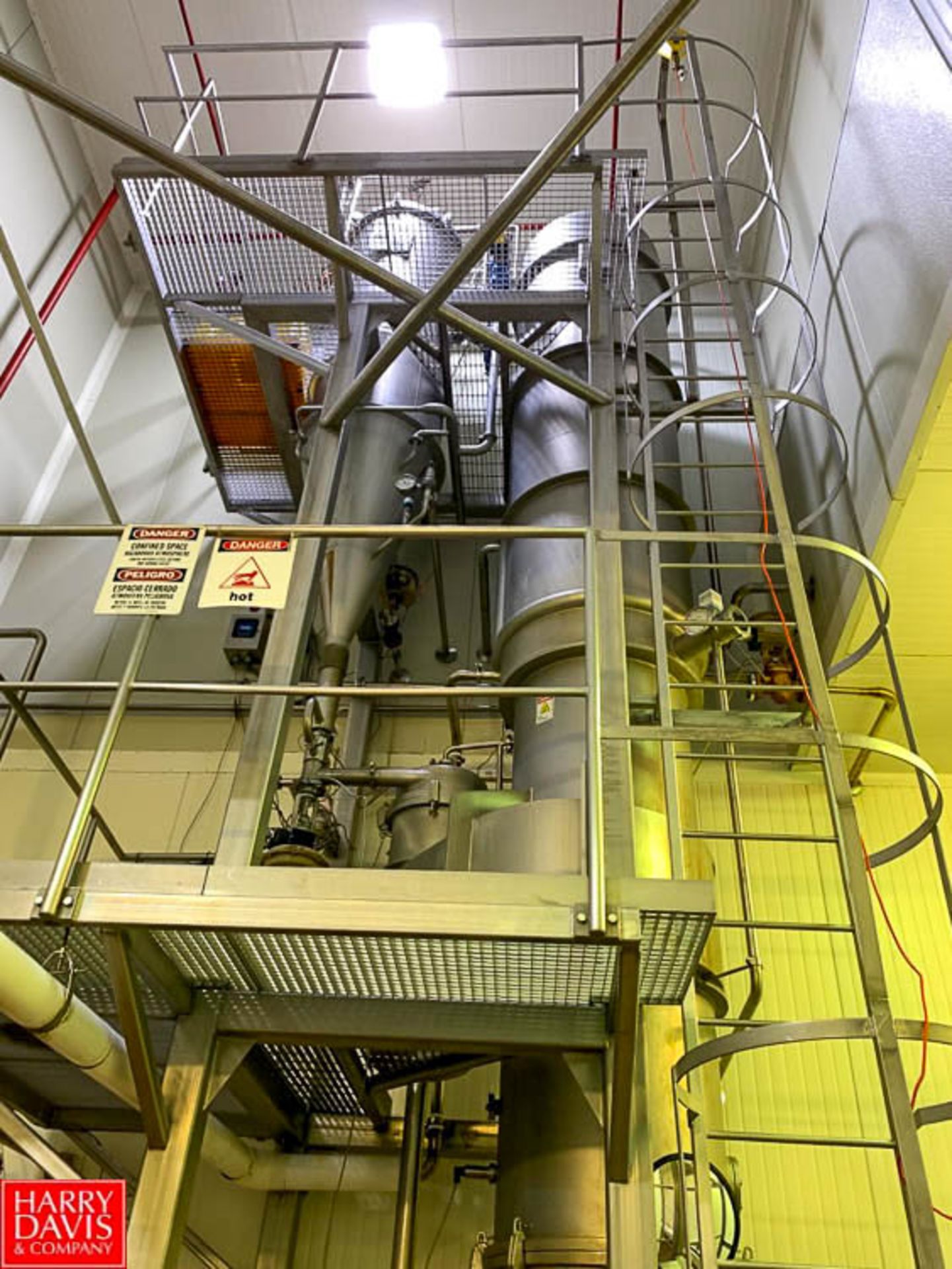 Vertical Flash Pasteurizer with 4,000 to 10,000 Lbs. per Hour Capacity, (5) Tri Clover Air Valves,