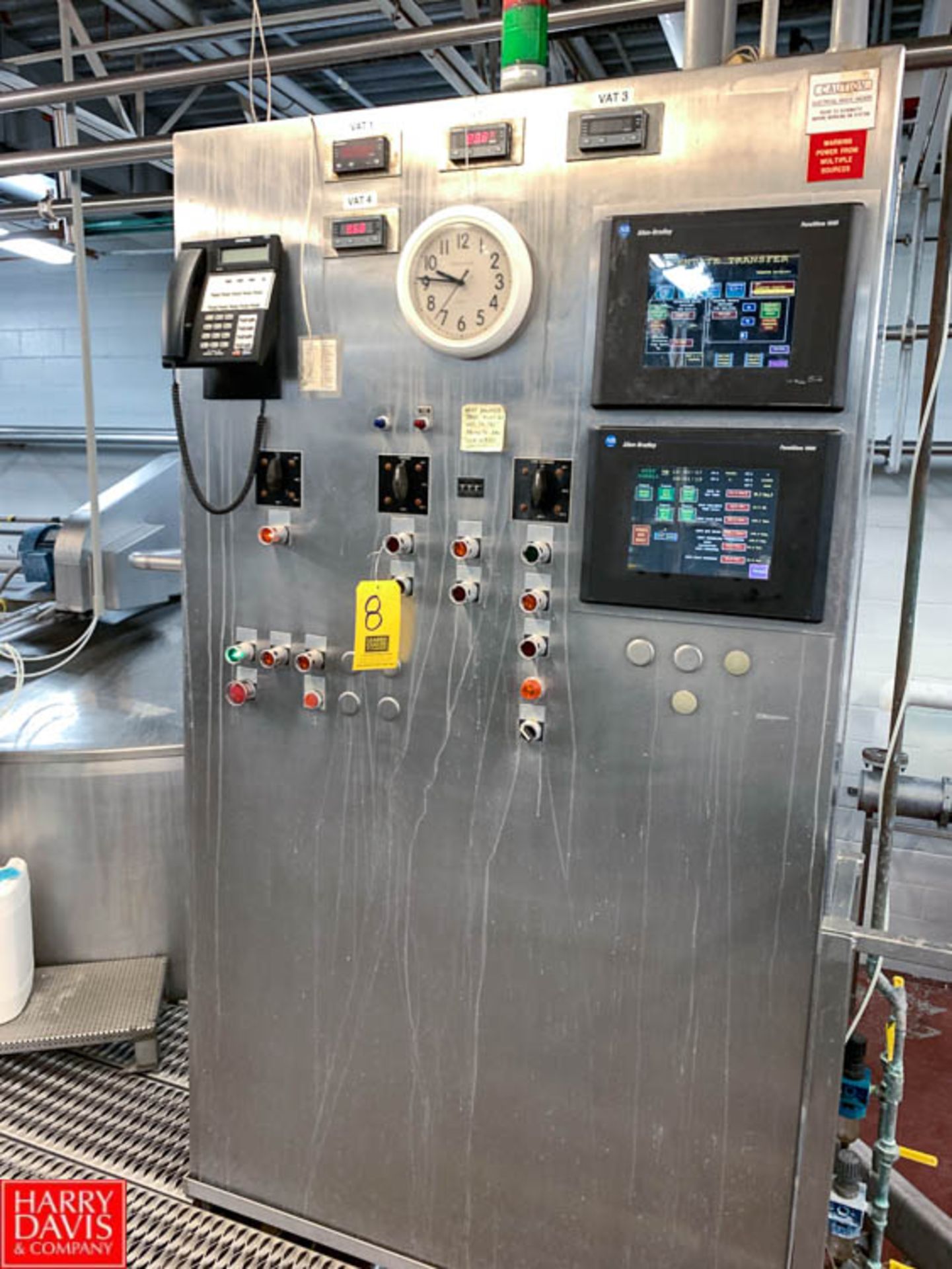 S/S "OO" Cheese Vat Control Panel with (2) Allen Bradley Panel View 1000 Touch Screen Controls, Used