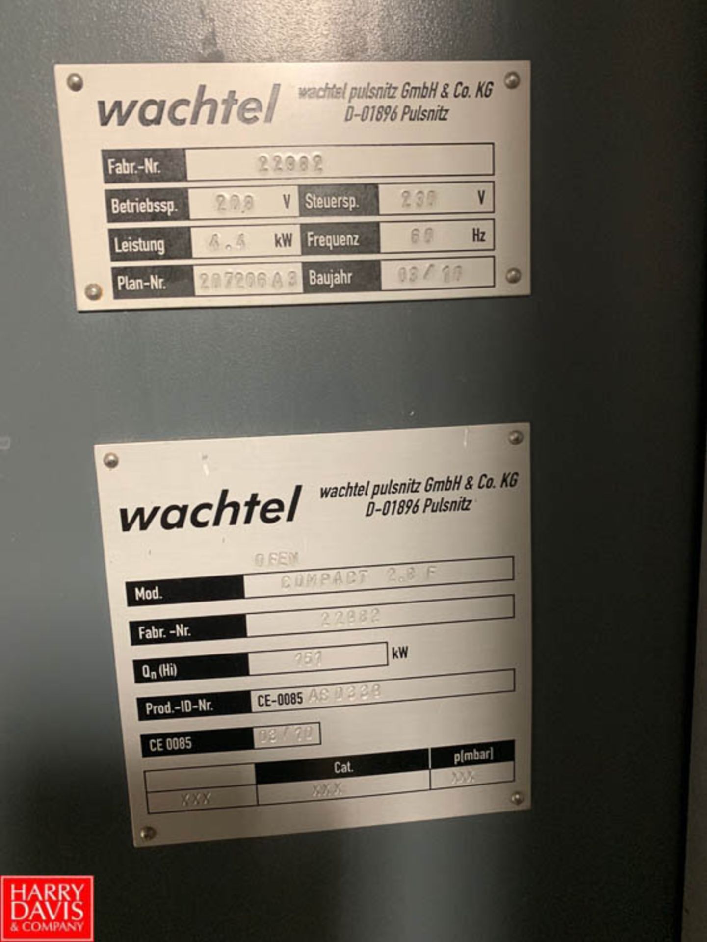 Wachtel Compact 2.8 Double-Rack Baking Oven : SN 22982 Rigging Fee: $500 - Image 2 of 3