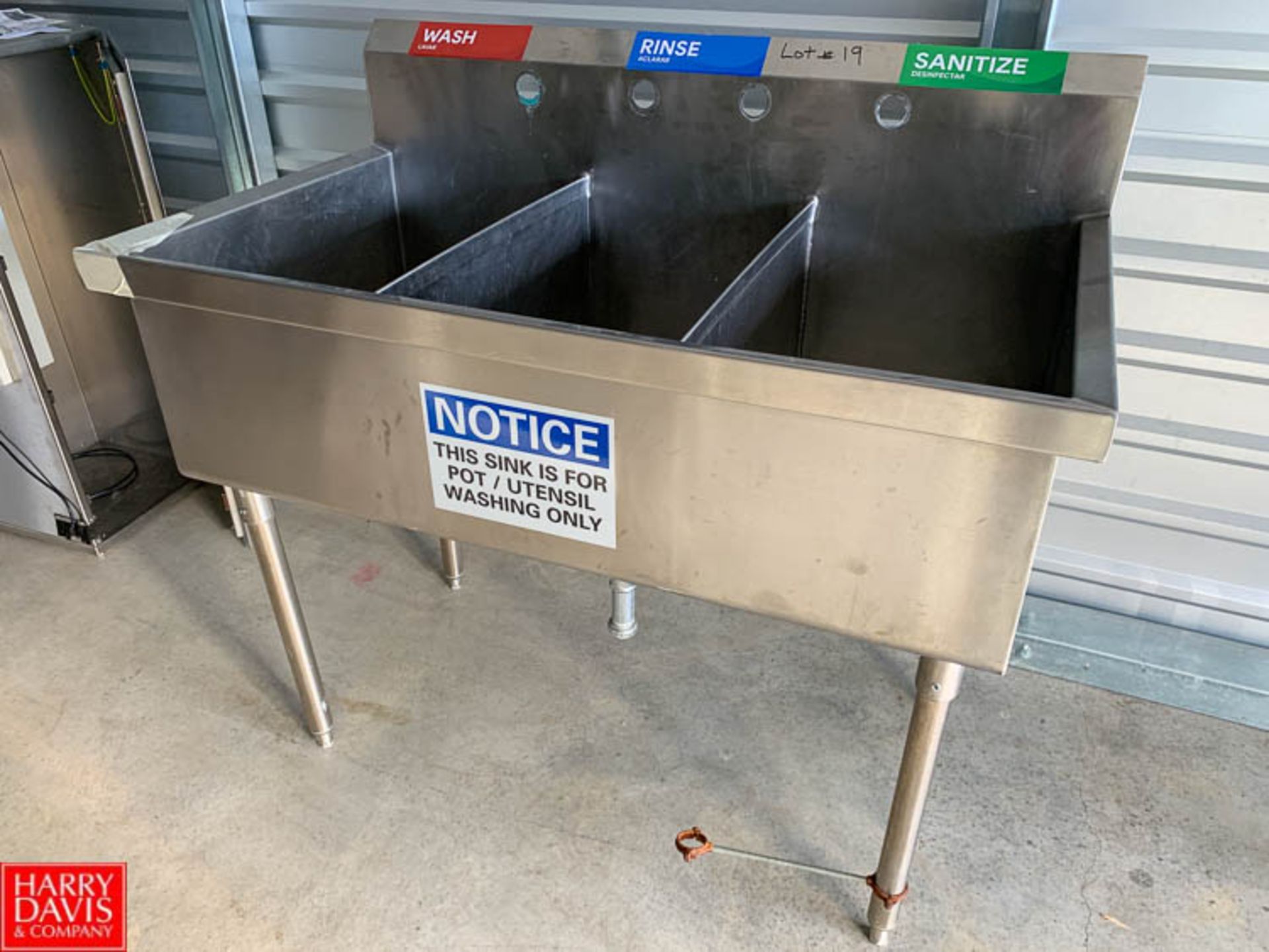 3-Compartment S/S Sink **Item Located in Denver, Colorado Rigging Fee: $50