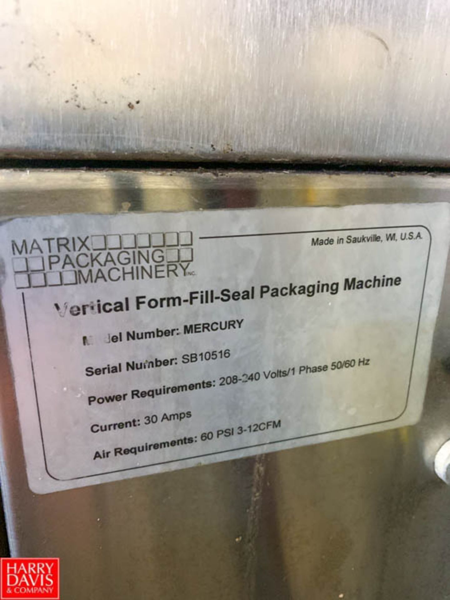 Matrix Vertical Form Fill & Seal Bagger Rigging Fee: $400 - Image 5 of 5