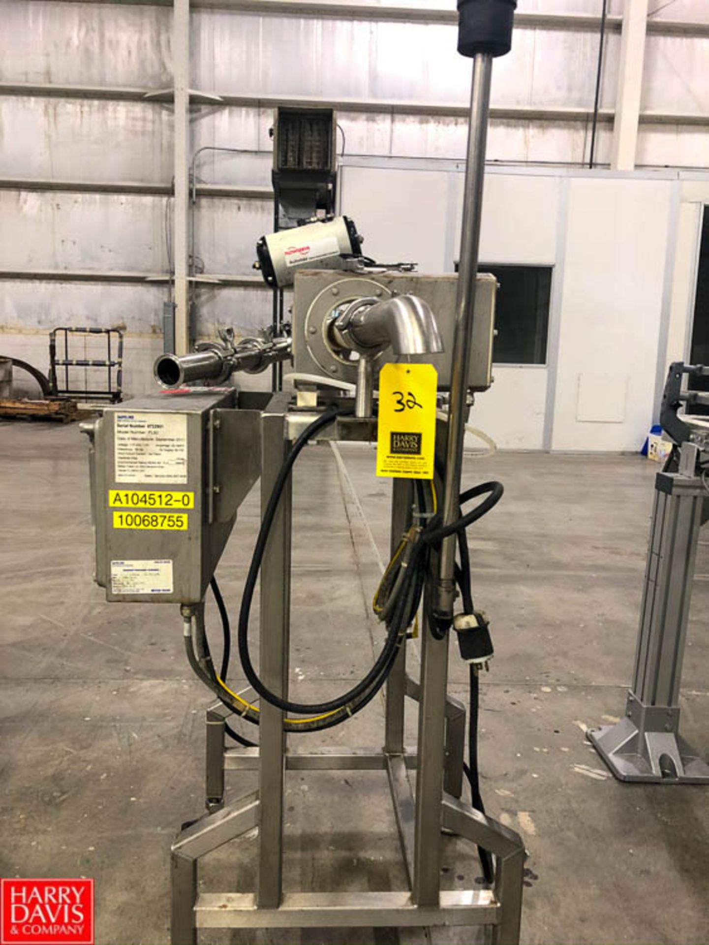 Safeline Flow Through Metal Detector, Model PL50, S/N 6732901, with Flow Serve Automatic Valve