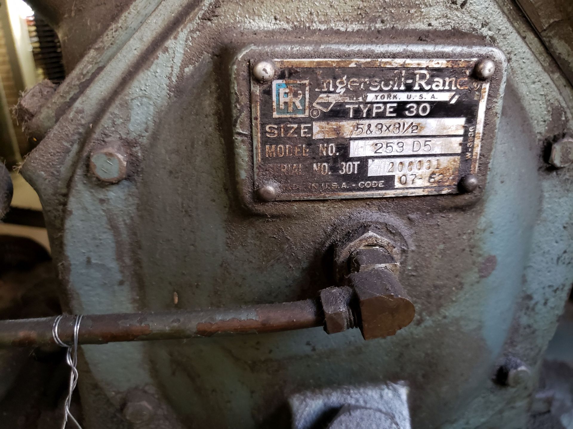 INGERSOLL RAND 30T AIR COMPRESSOR MODEL T53 D5, SN 30T 206031, 5 HP - Image 2 of 2